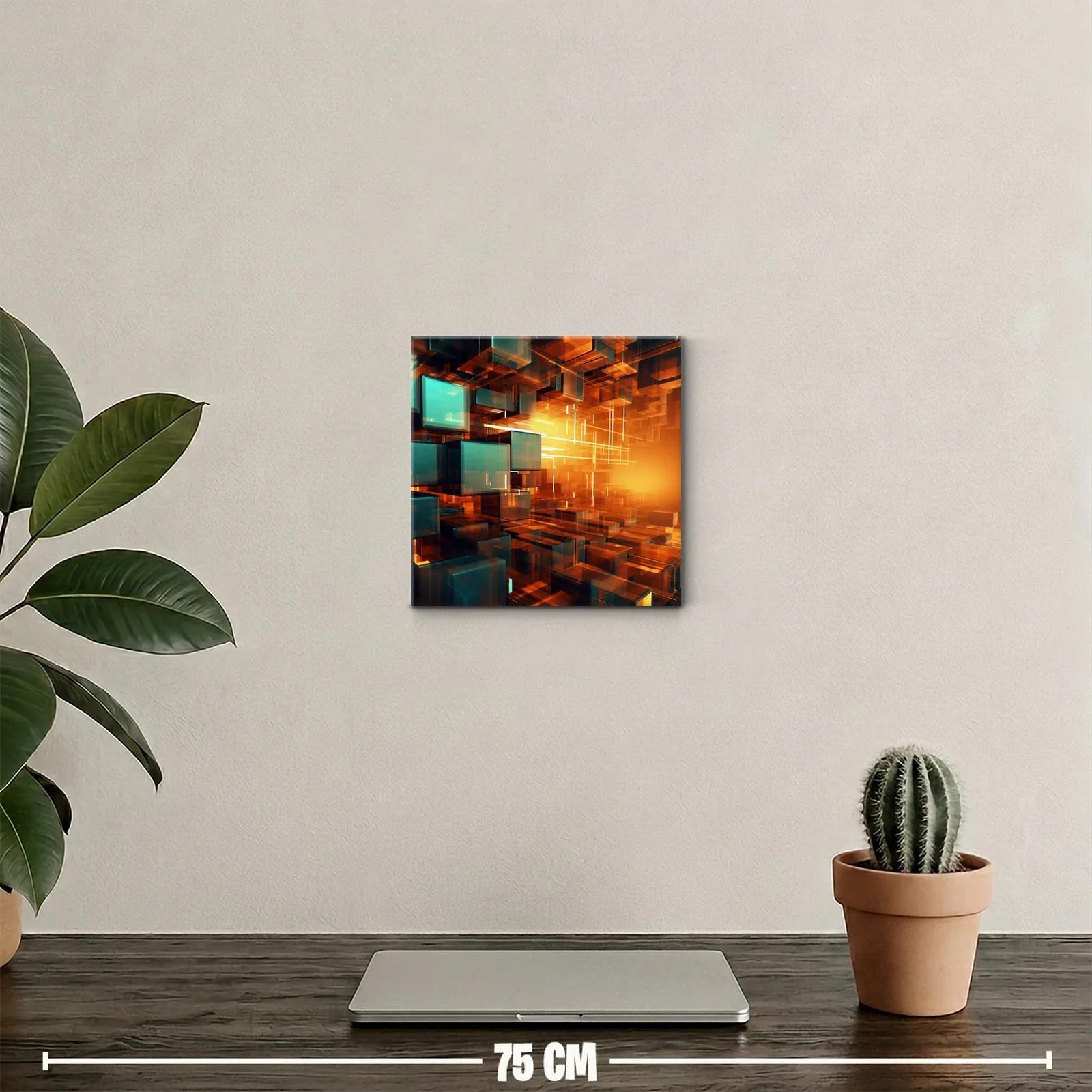 Composición abstracta de cubos translúcidos con luz cálida — miniatura 2