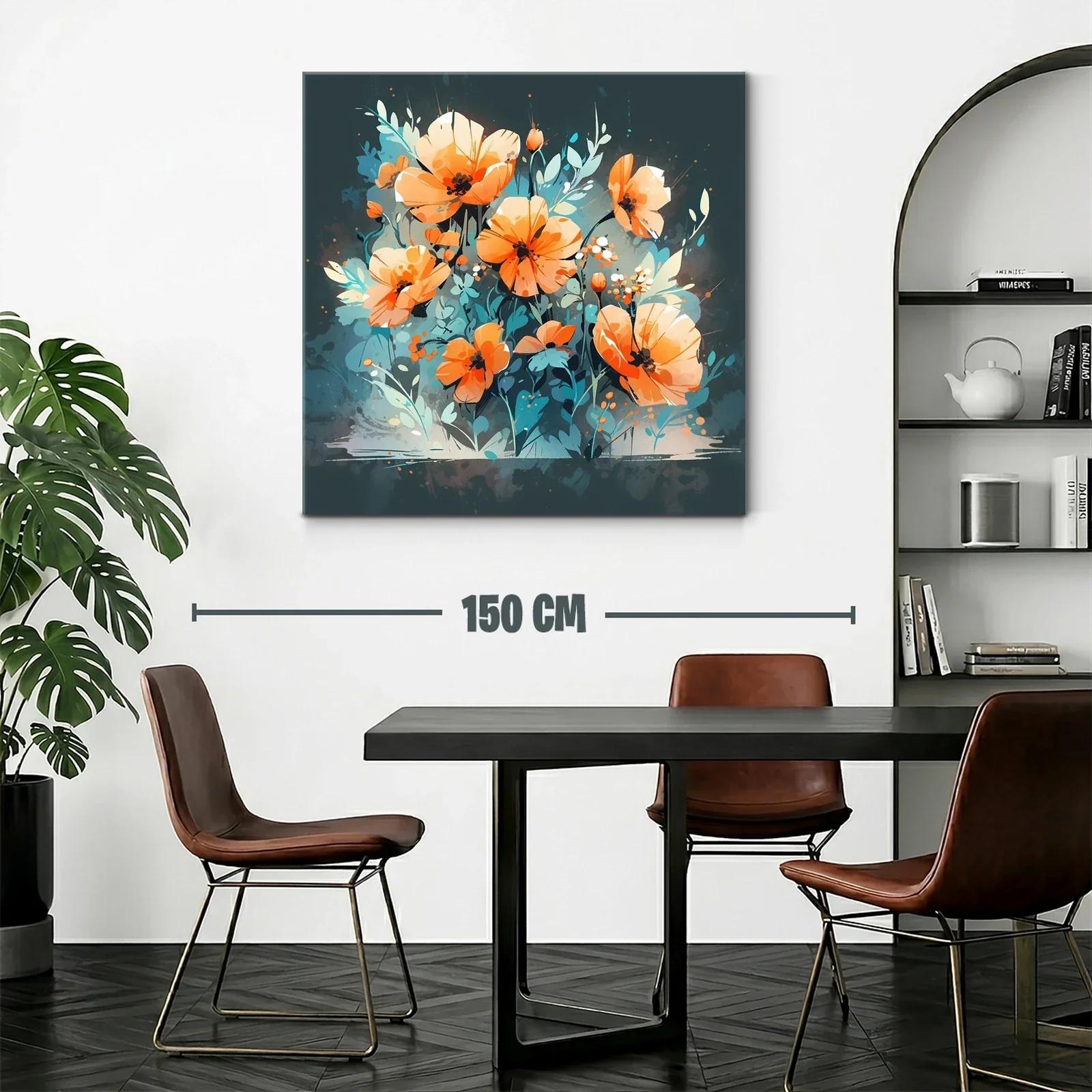 Flores naranjas vibrantes sobre fondo azul profundo — miniatura 2