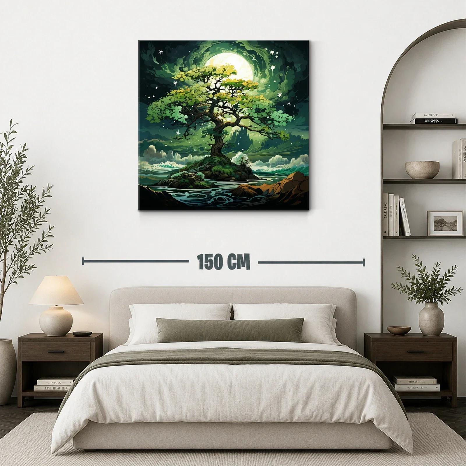 Árbol mágico con luna brillante en paisaje onírico — miniatura 3