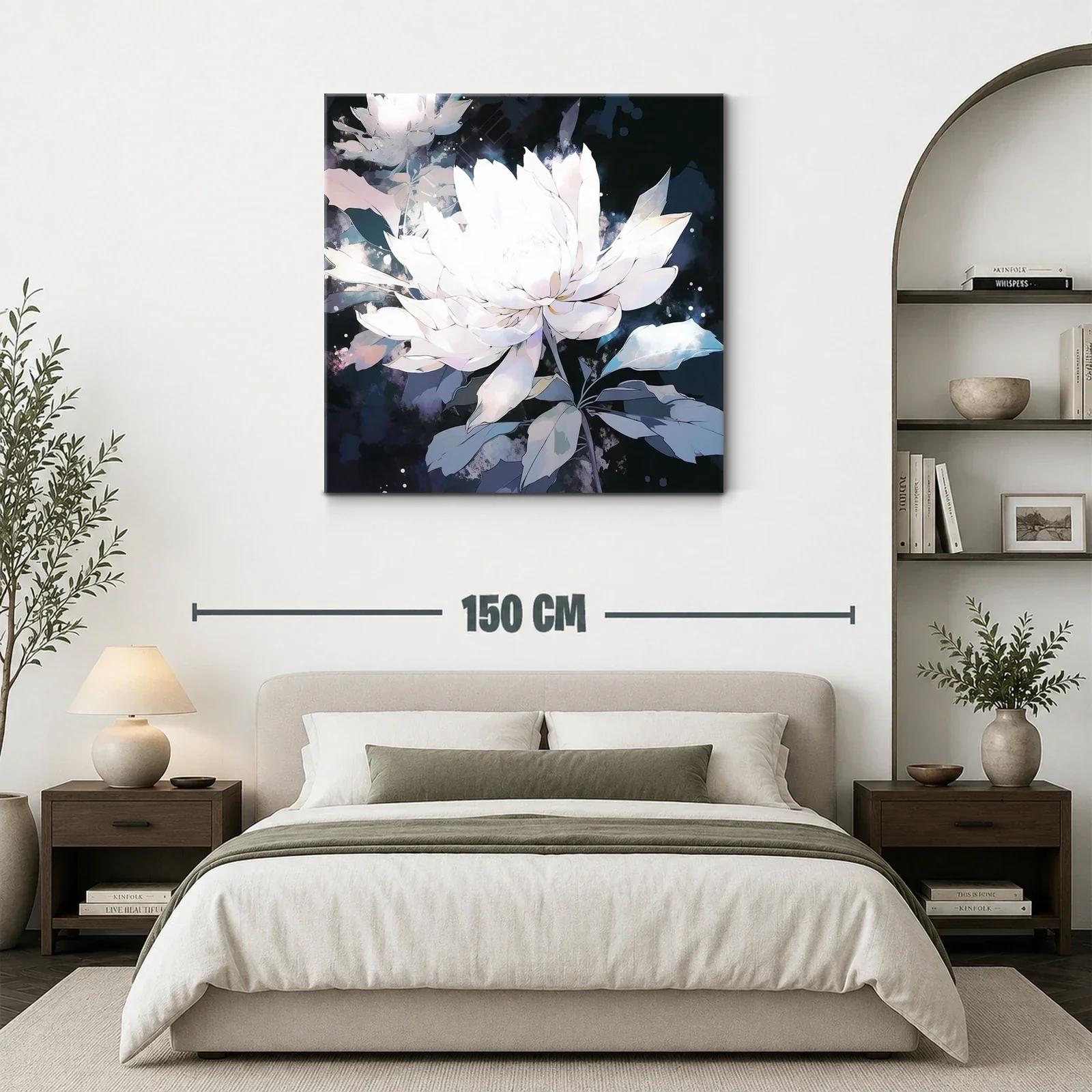 Cuadro Floral Blanco con Fondo Oscuro y Detalles Elegantes — miniatura 3