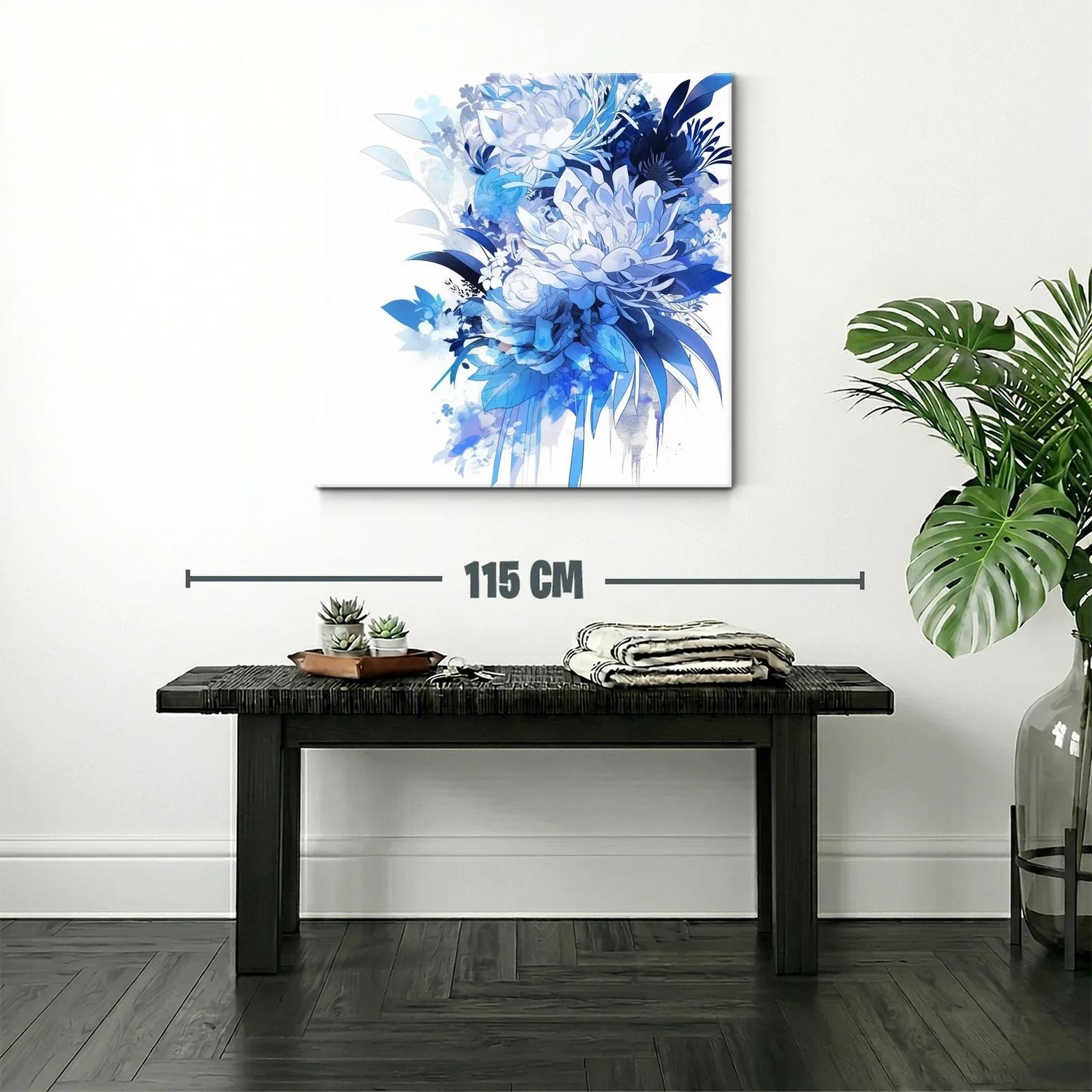 Composición floral abstracta en tonos azules y blancos — miniatura 2
