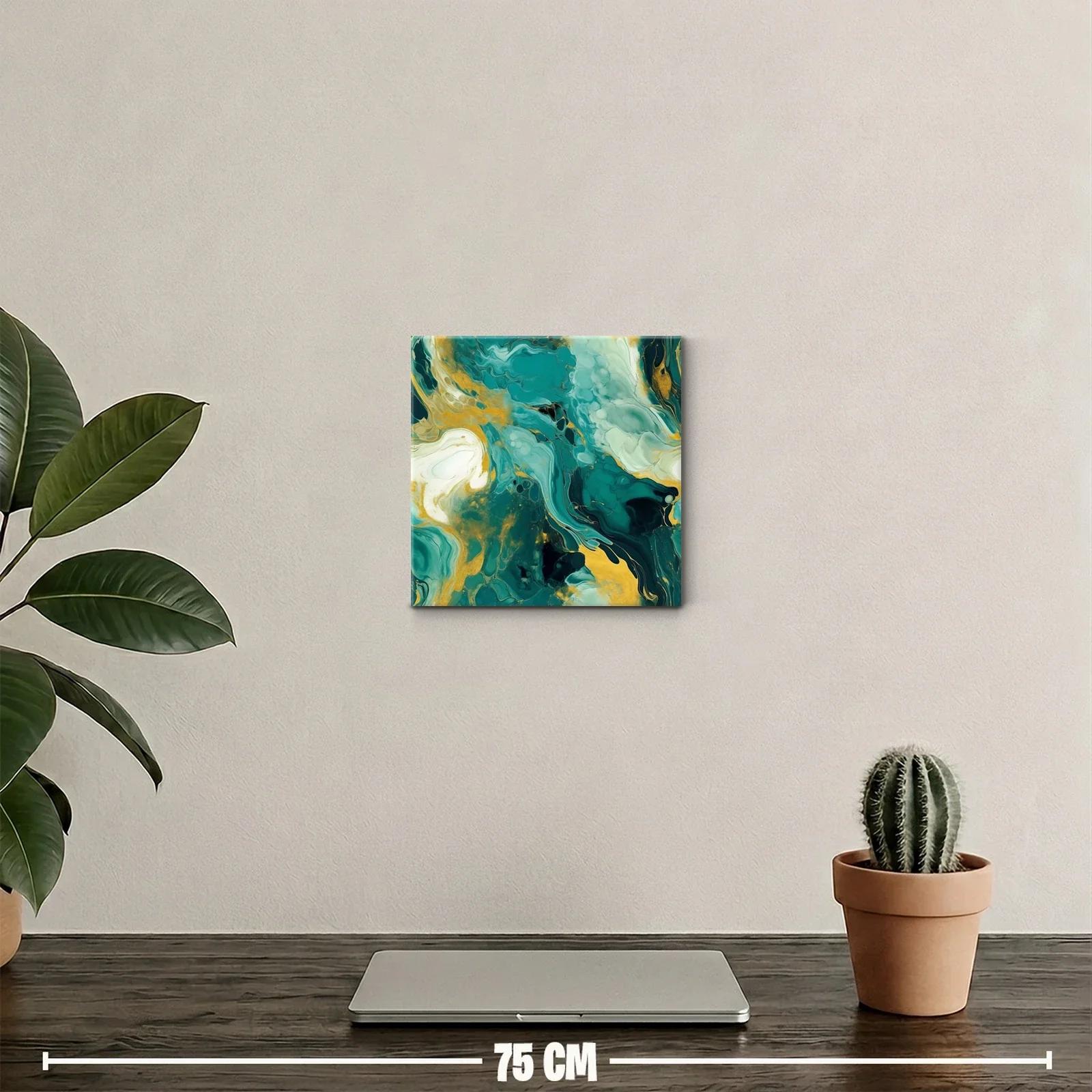 Cuadro decorativo de diseño abstracto en verdes y dorados — miniatura 2