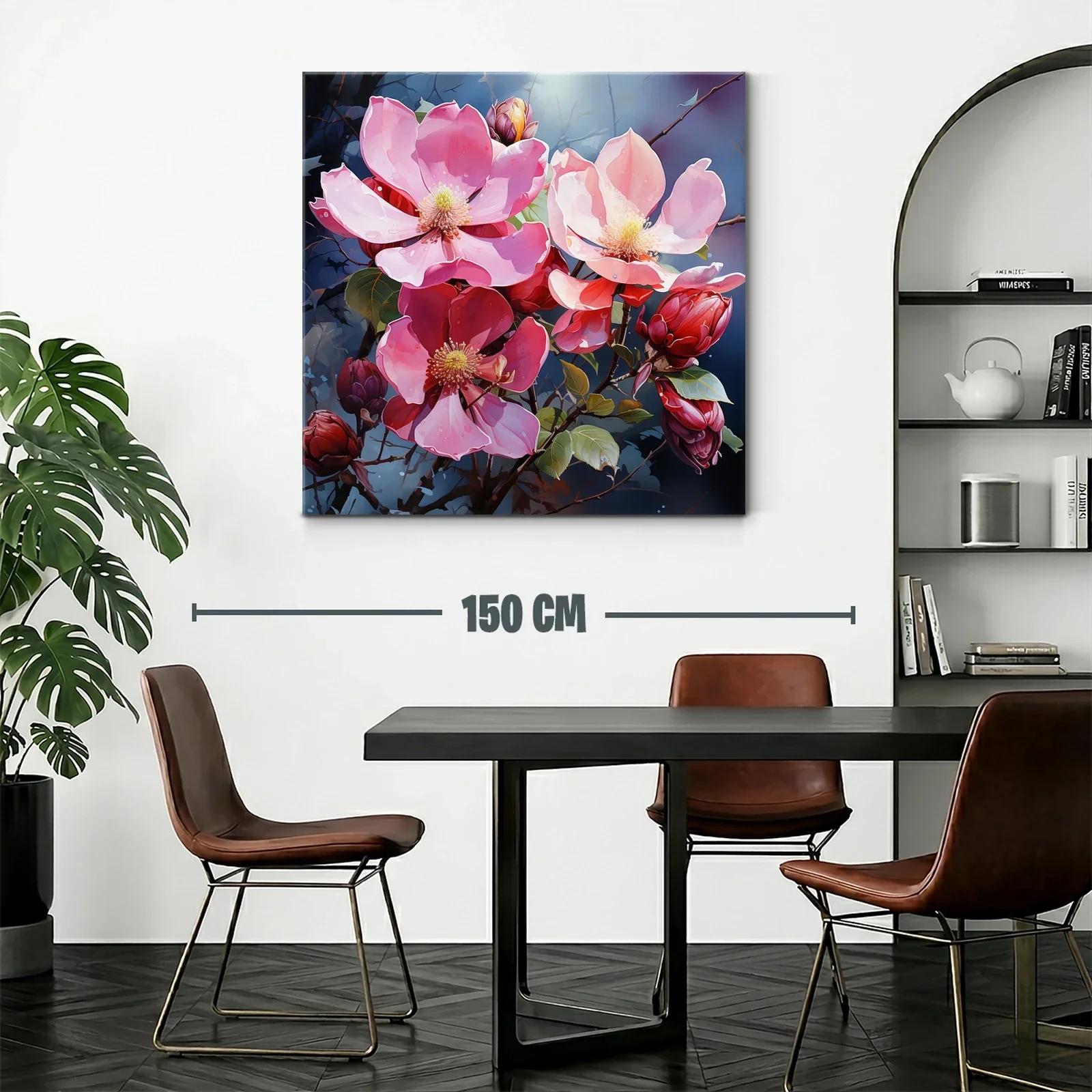 Flores rosas en contraste con fondo azul oscuro — miniatura 2