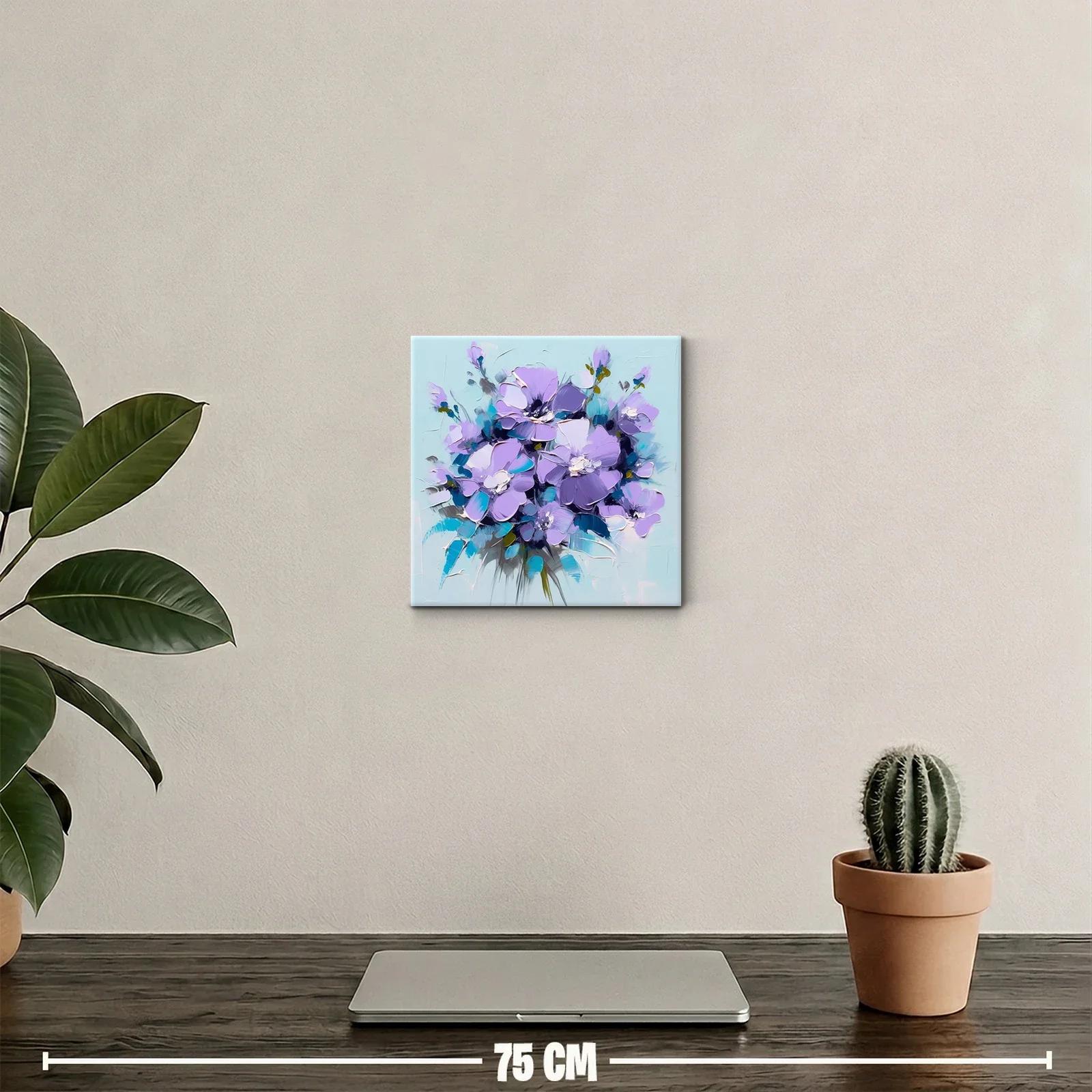Cuadro floral con flores en tonos lilas y azules delicados — miniatura 2