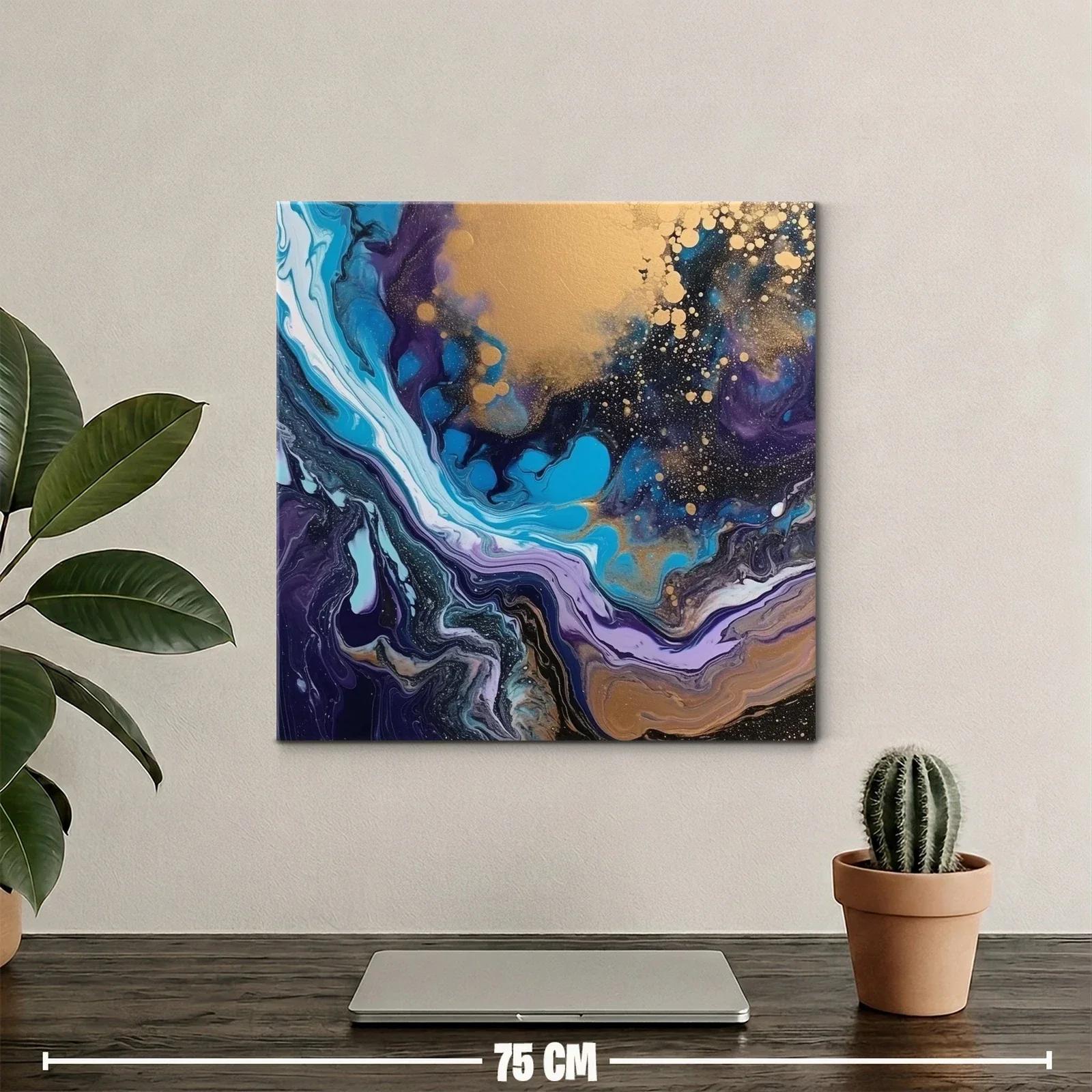 Composición abstracta en tonos azulados y dorados vibrantes — miniatura 2
