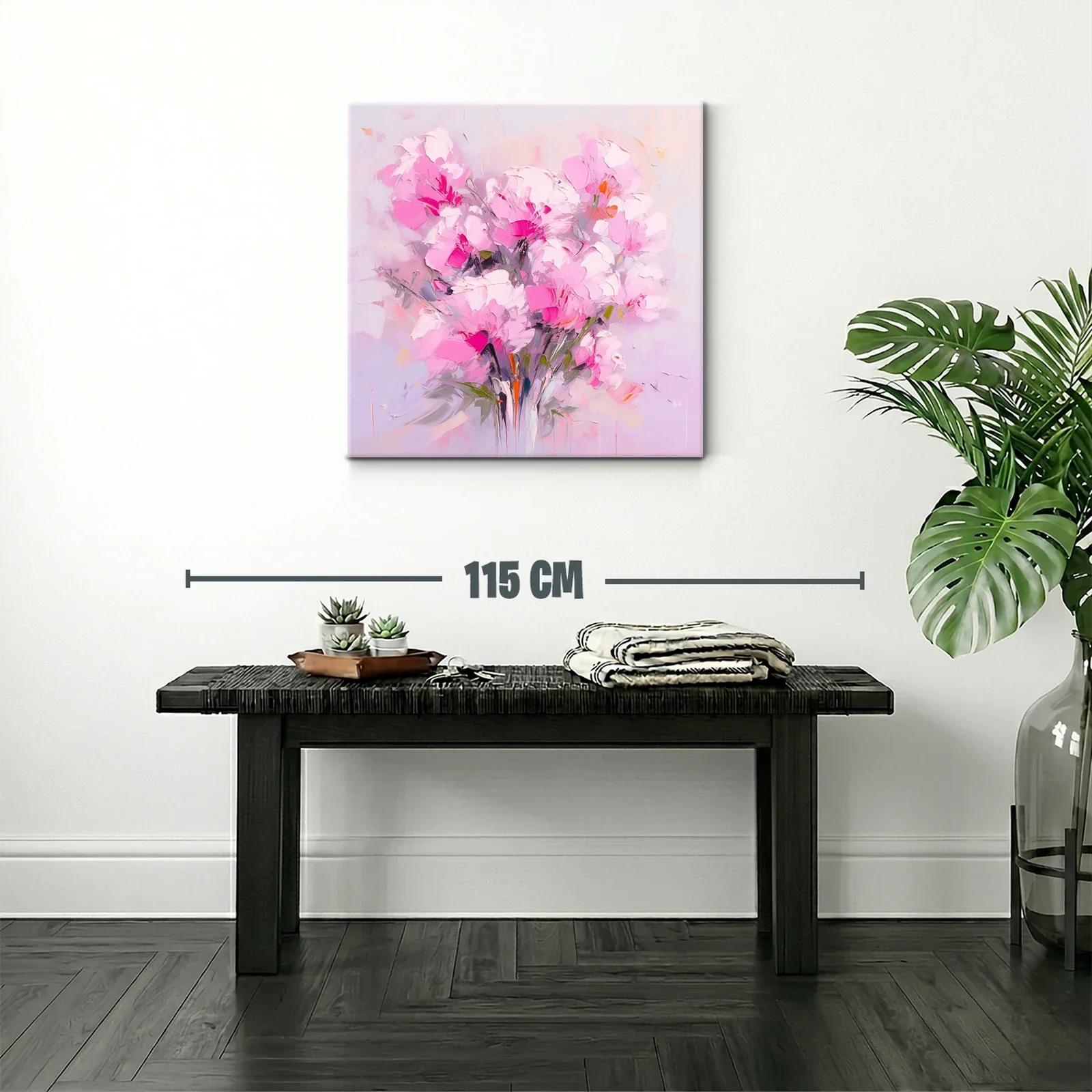 Cuadro floral vibrante en tonos rosas y lilas suaves — miniatura 2