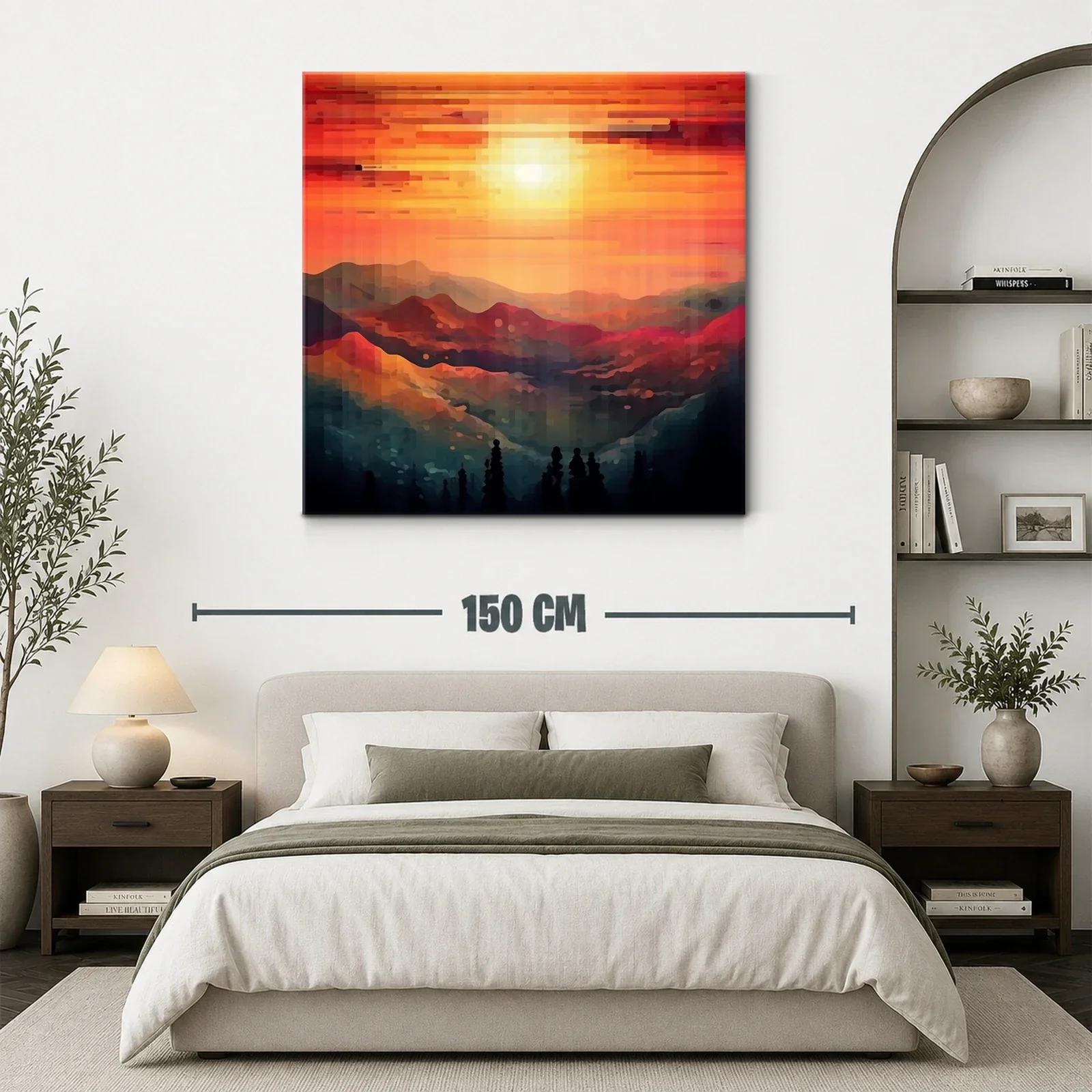 Paisaje de montaña con sol poniente en tonos cálidos — miniatura 3