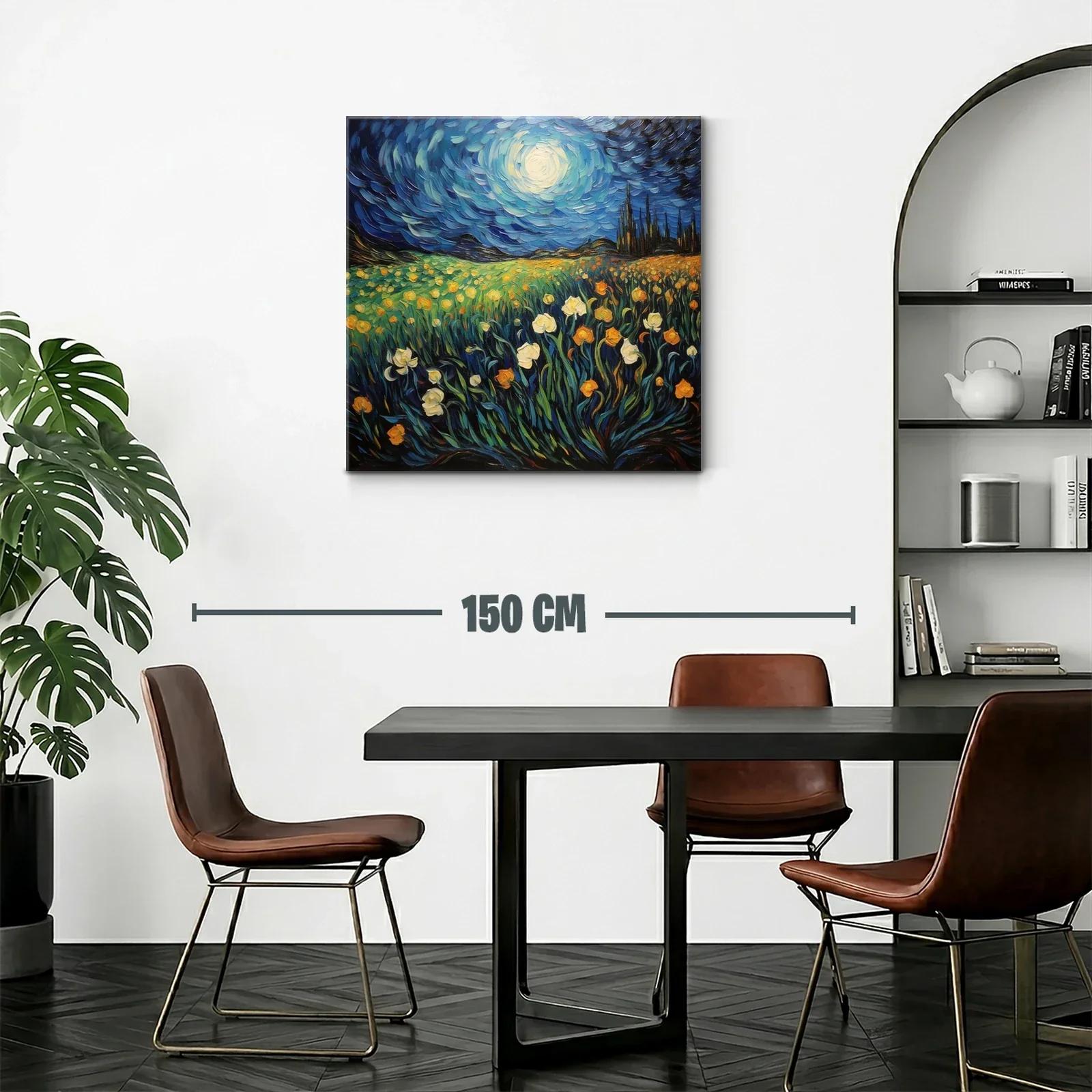 Campo de flores bajo cielo nocturno brillante — miniatura 2
