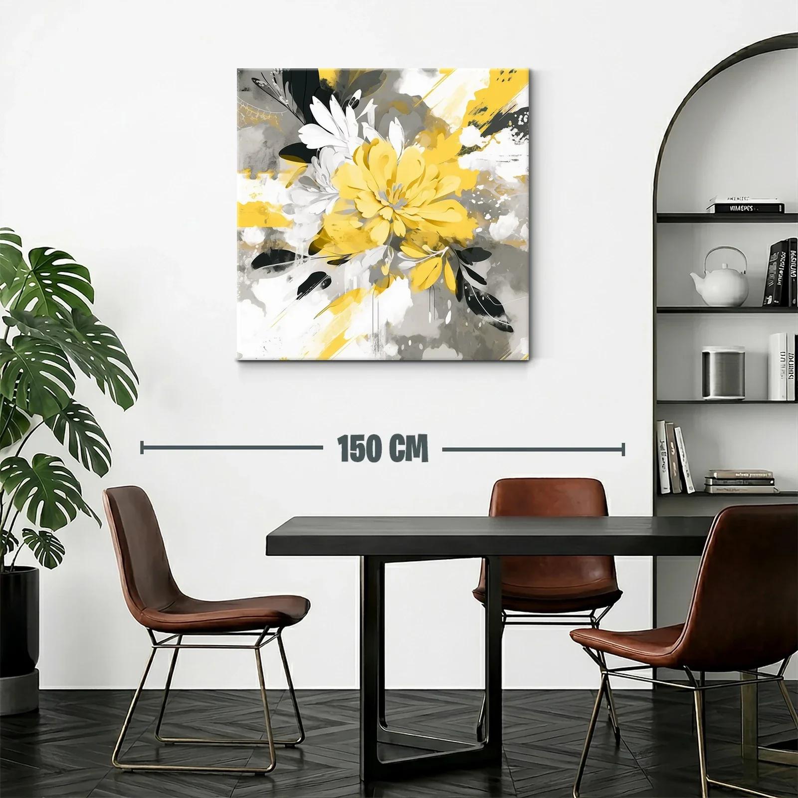 Flor Abstracta en Amarillo Gris y Blanco Moderna y Vibrante — miniatura 2