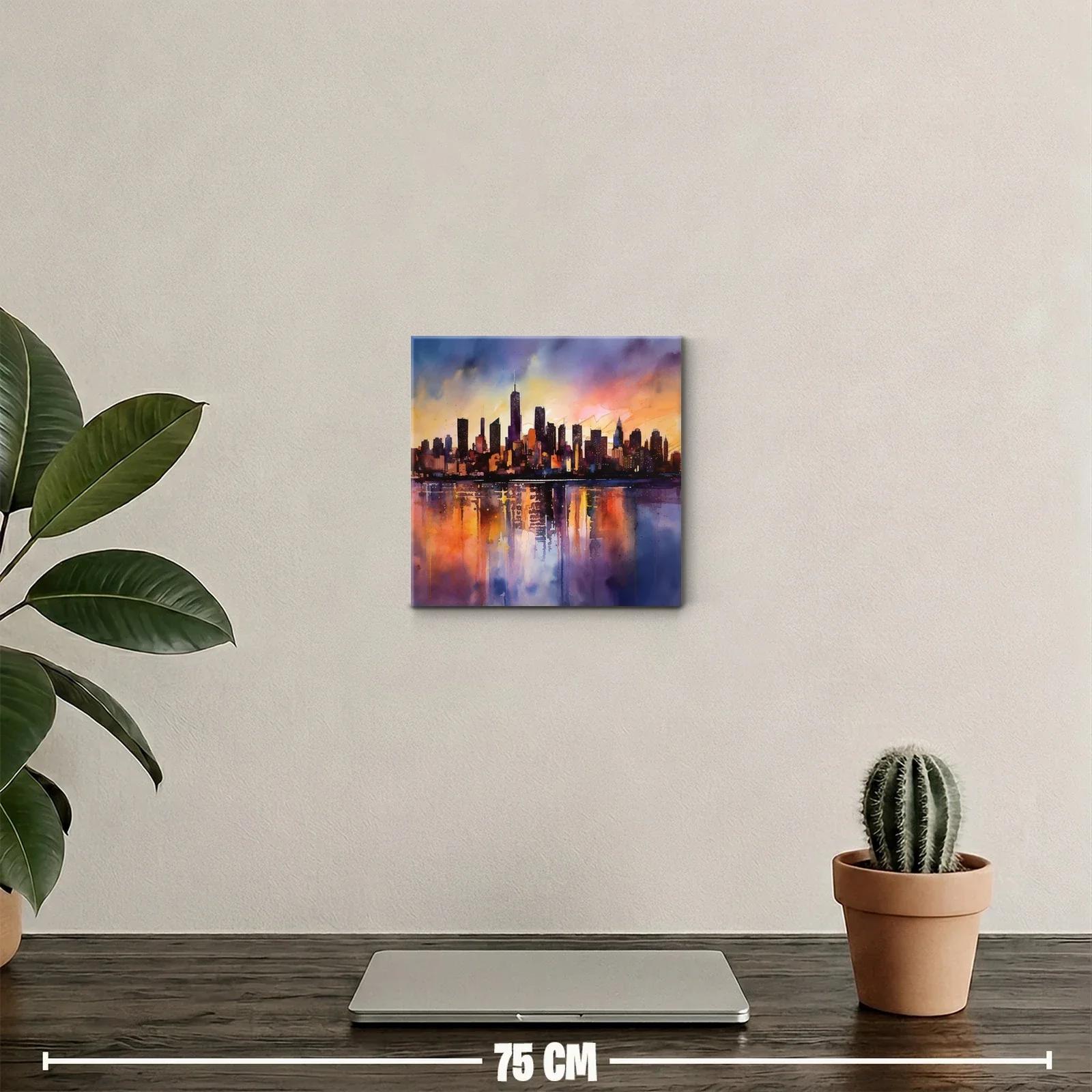 Atardecer urbano con reflejos vibrantes en la ciudad — miniatura 2