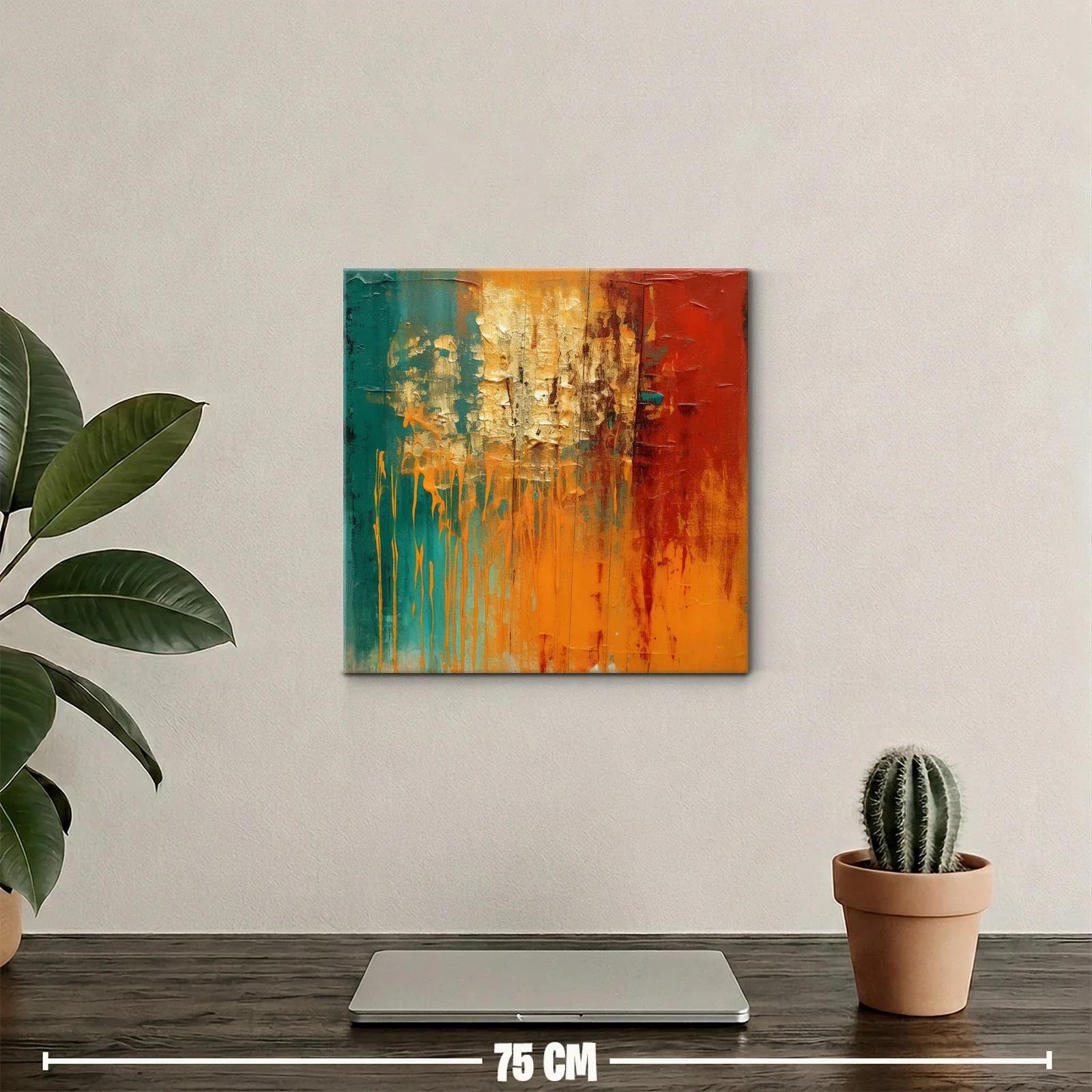 Cuadro abstracto con tonos cálidos y texturas fuertes — miniatura 2