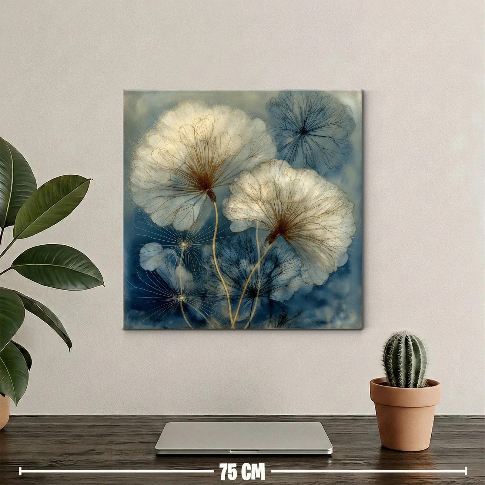 Delicadas flores en tonos beige y azul para un ambiente sereno — miniatura 2