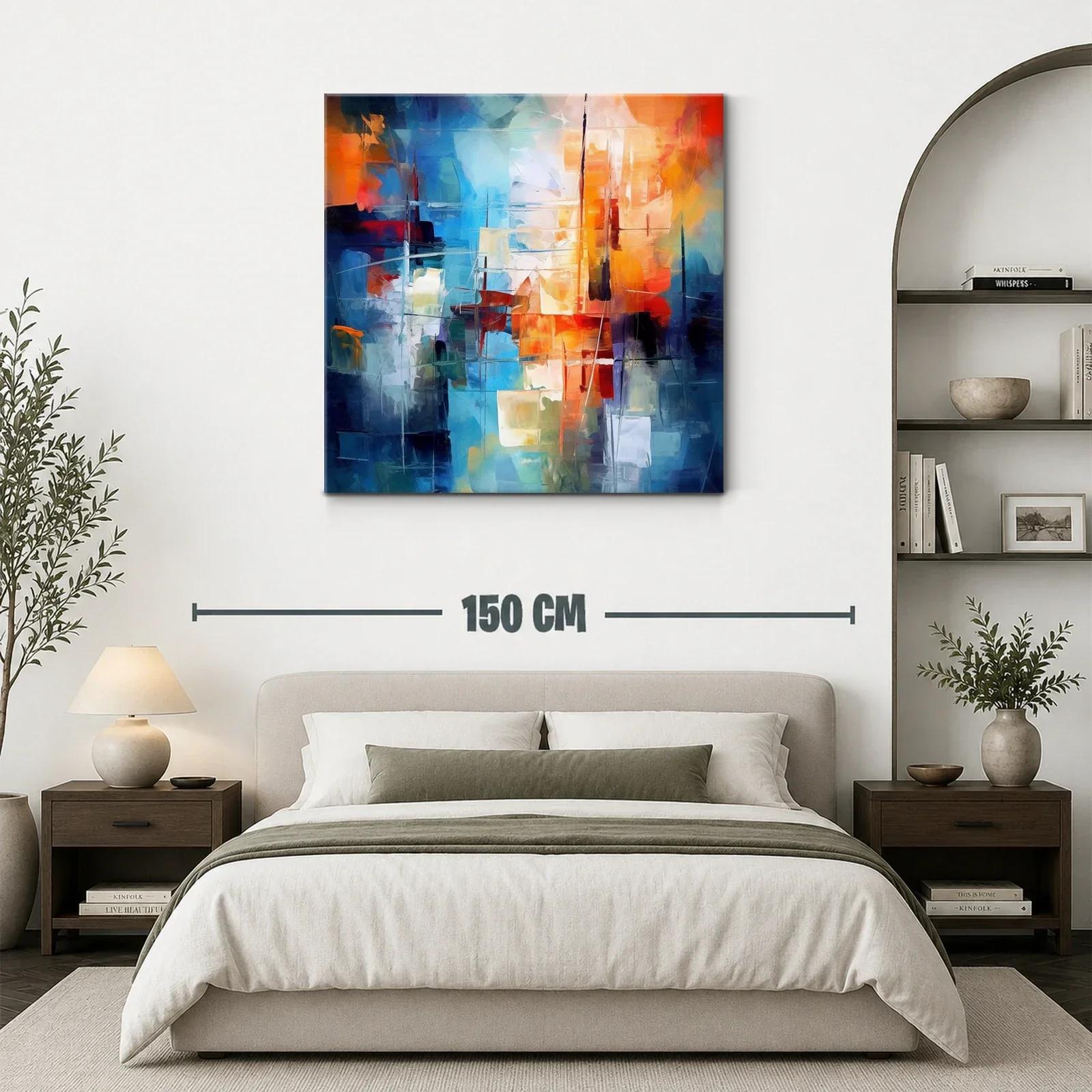 Composición abstracta moderna en tonos azul y naranja — miniatura 3
