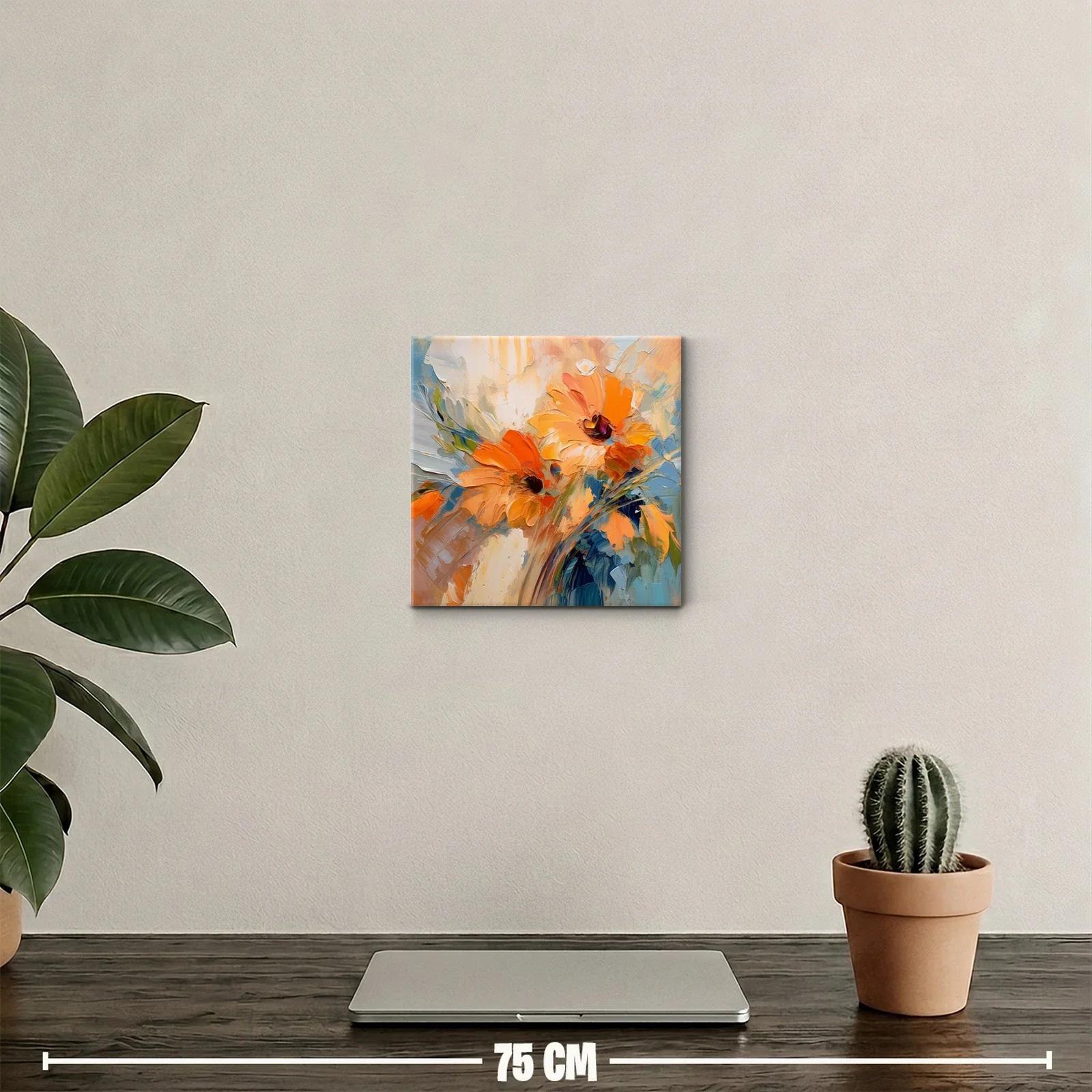 Cuadro decorativo con flores vibrantes en tonos cálidos — miniatura 2