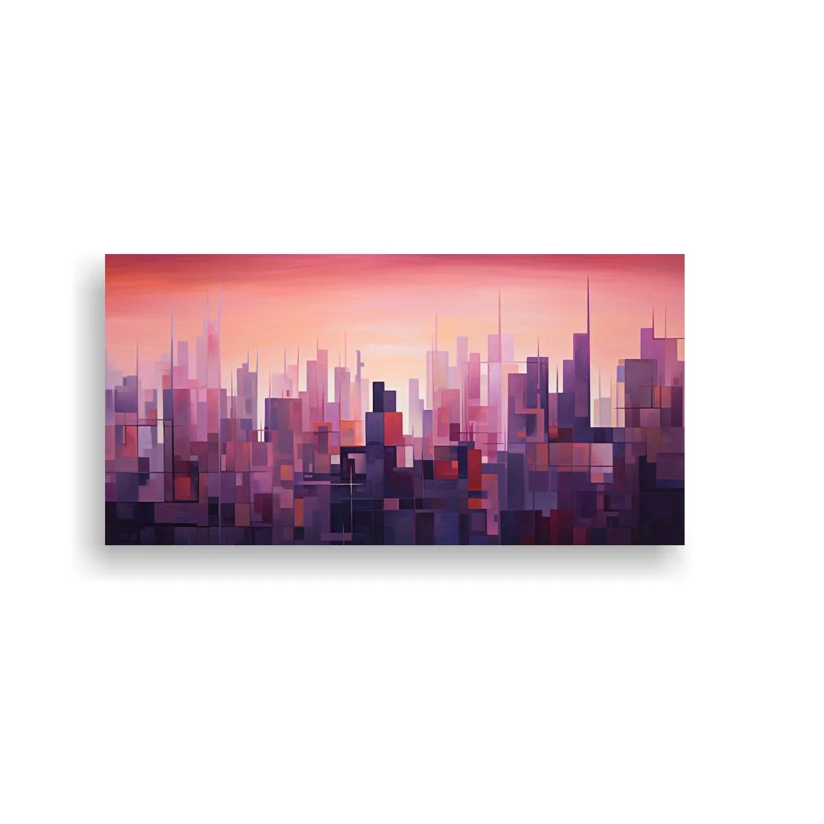 Cuadro skyline urbano abstracto con cielo degradado — imagen principal