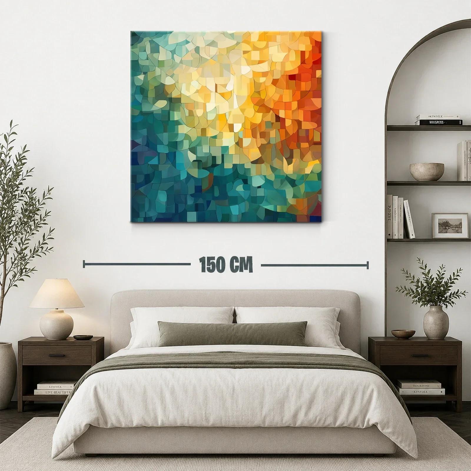 Cuadro Abstracto con Paleta Cálida y Fría en Composición Orgánica — miniatura 3