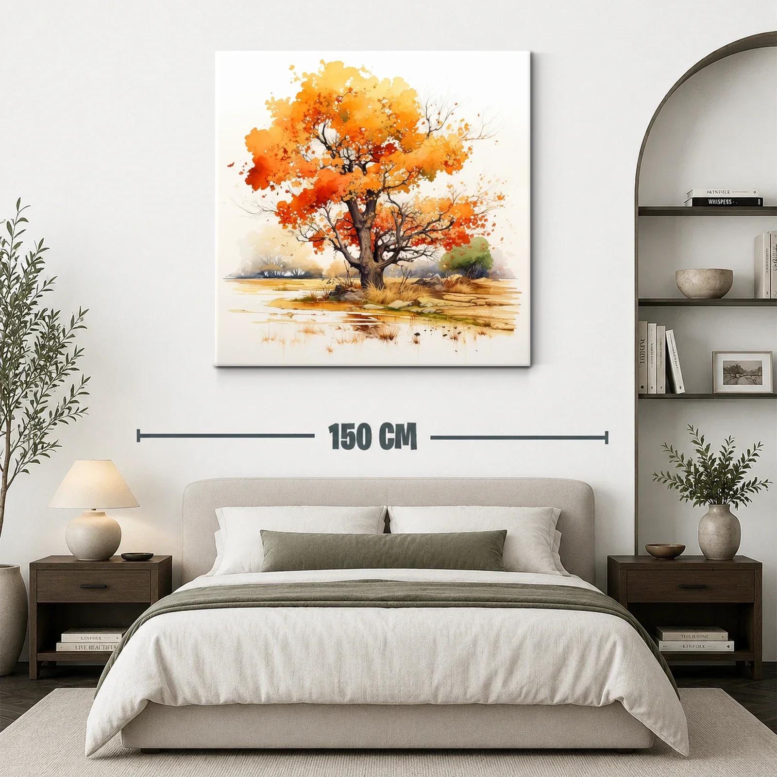 Árbol otoñal con tonos cálidos y paisaje sereno — miniatura 3