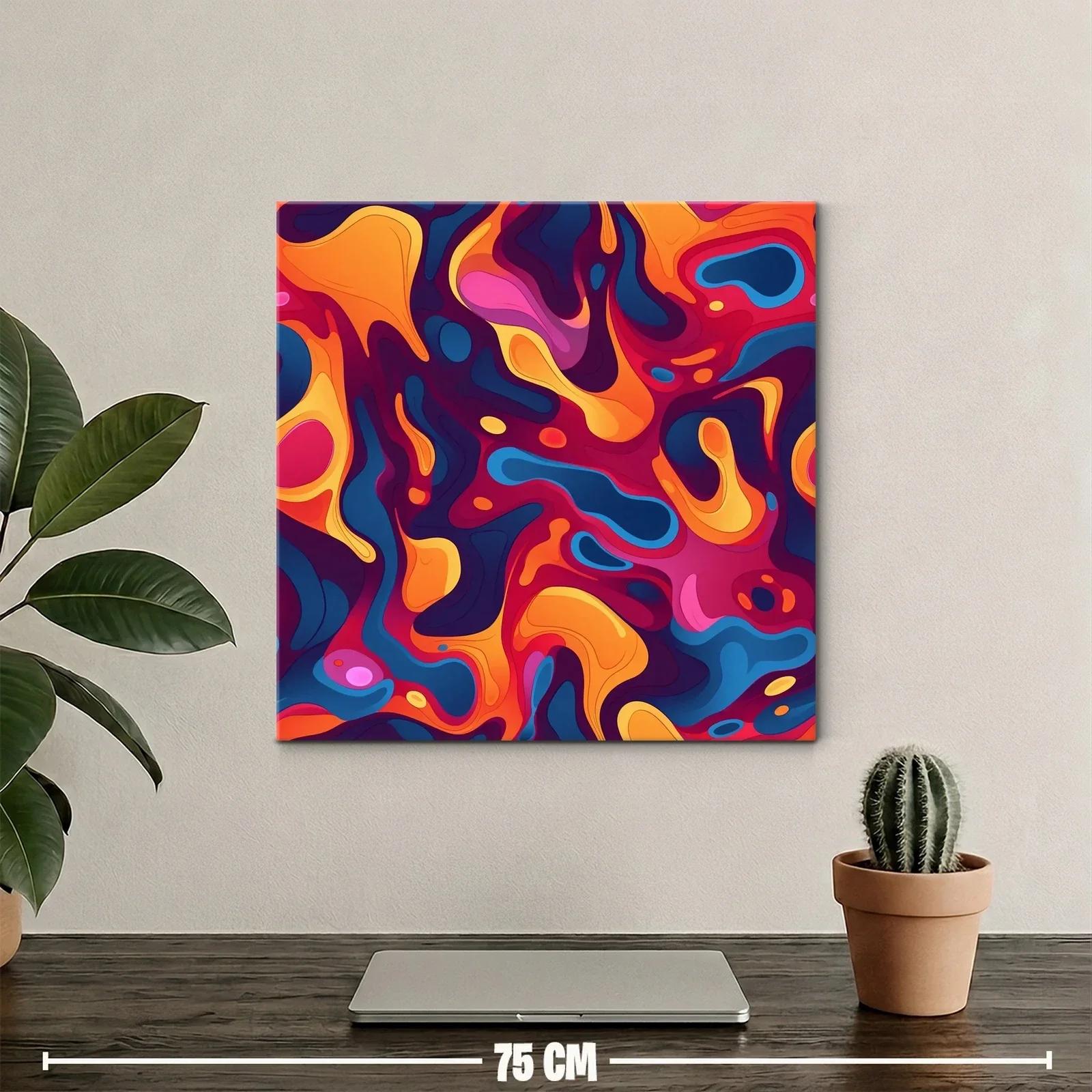 Cuadro abstracto con formas fluidas en tonos cálidos y fríos — miniatura 2