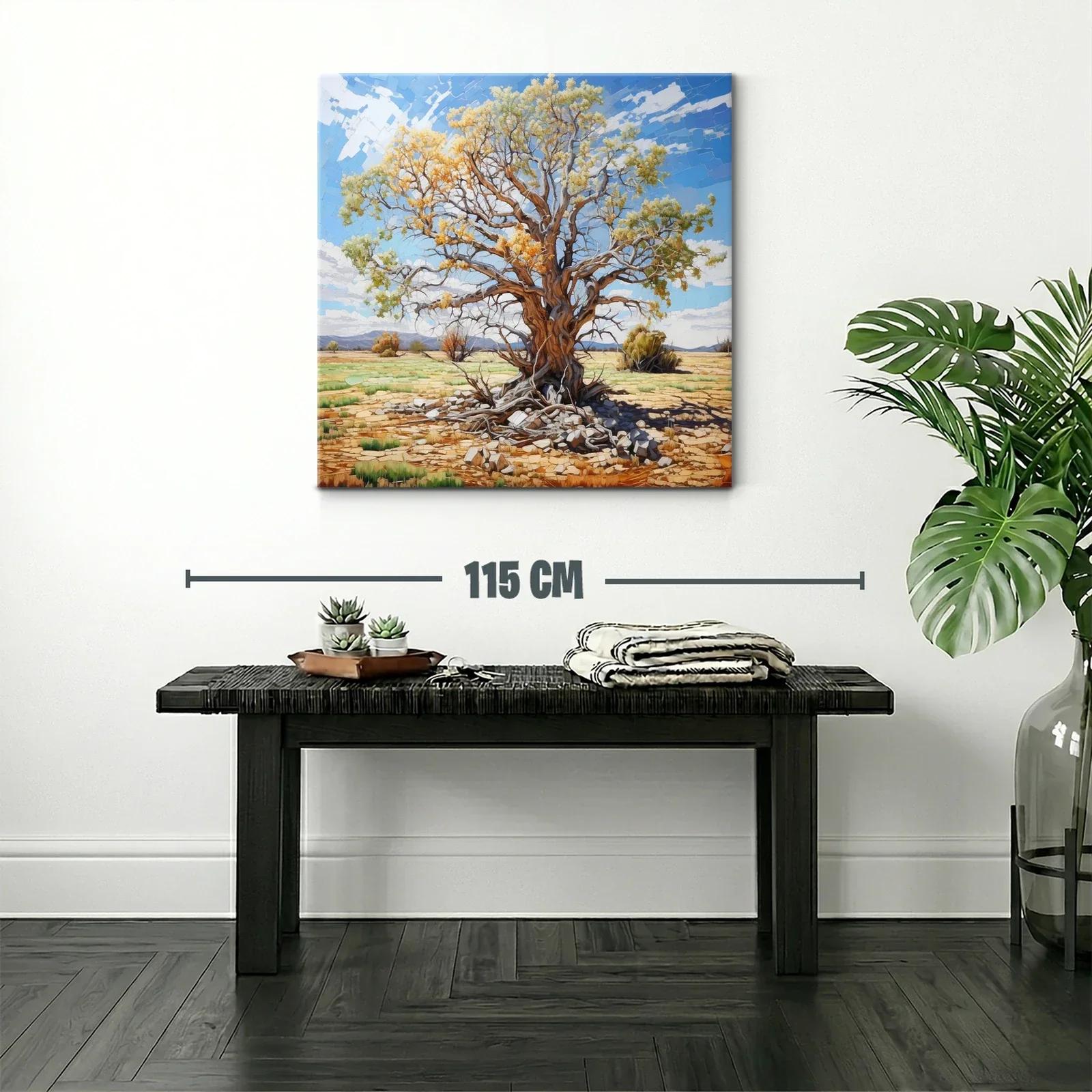 Árbol con hojas doradas en paisaje soleado — miniatura 2