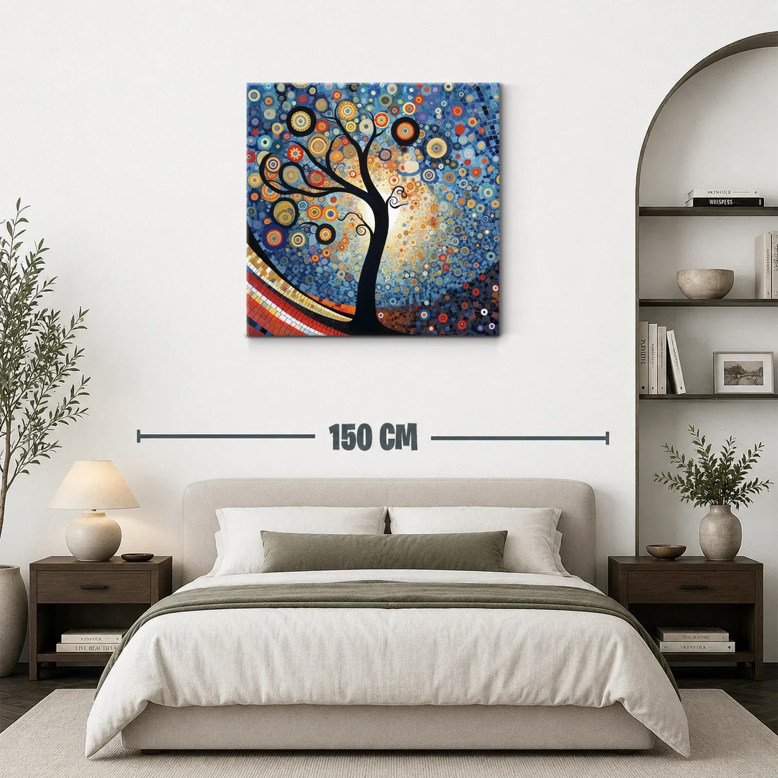 Árbol estilizado con círculos vibrantes y fondo azul — miniatura 3