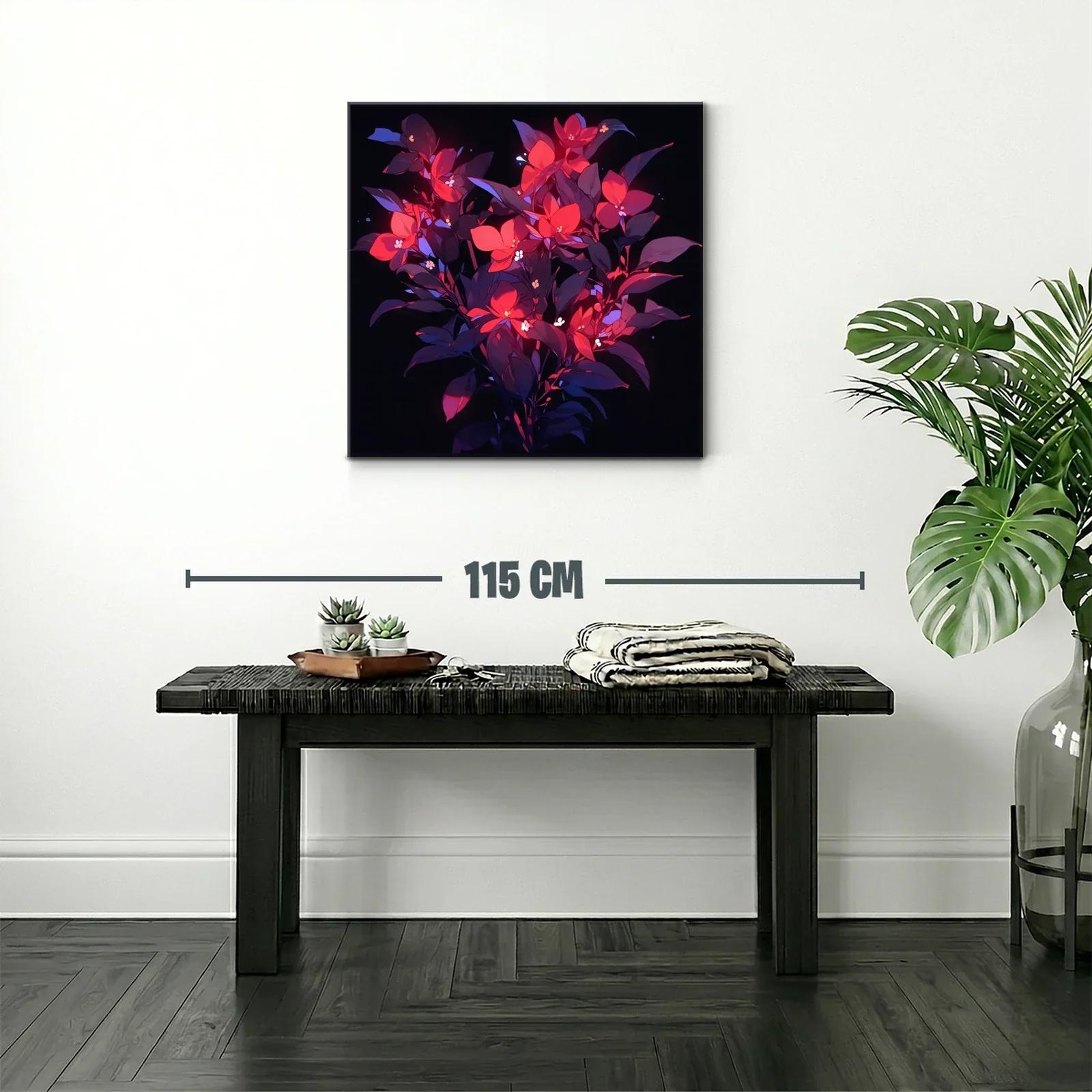 Ramo vibrante con flores rojas y hojas violetas intensas — miniatura 2