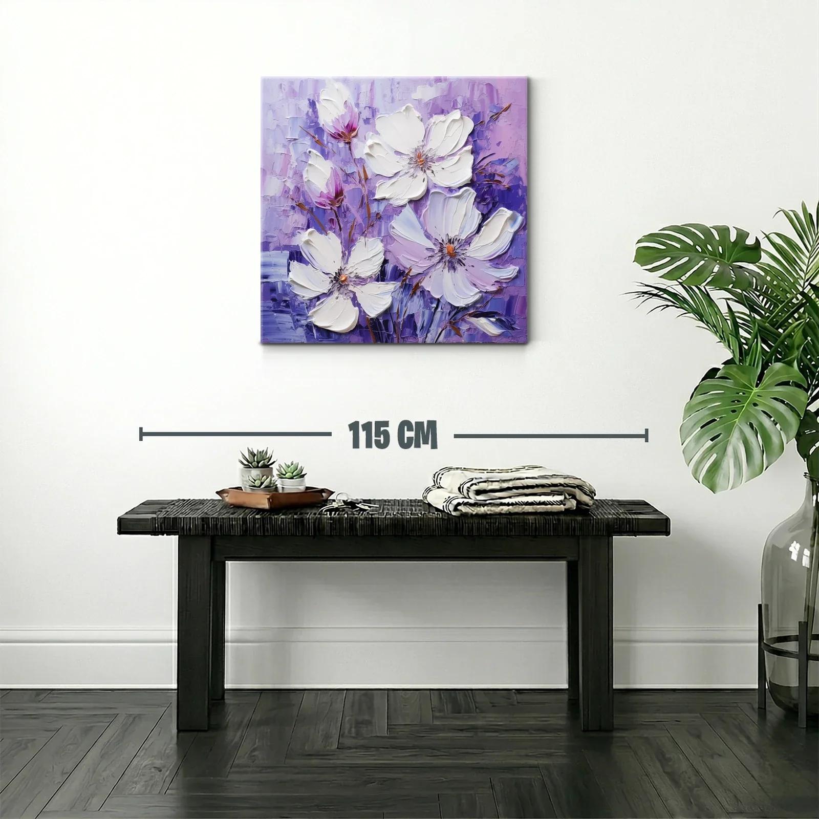 Flores blancas sobre un fondo violeta en relieve — miniatura 2