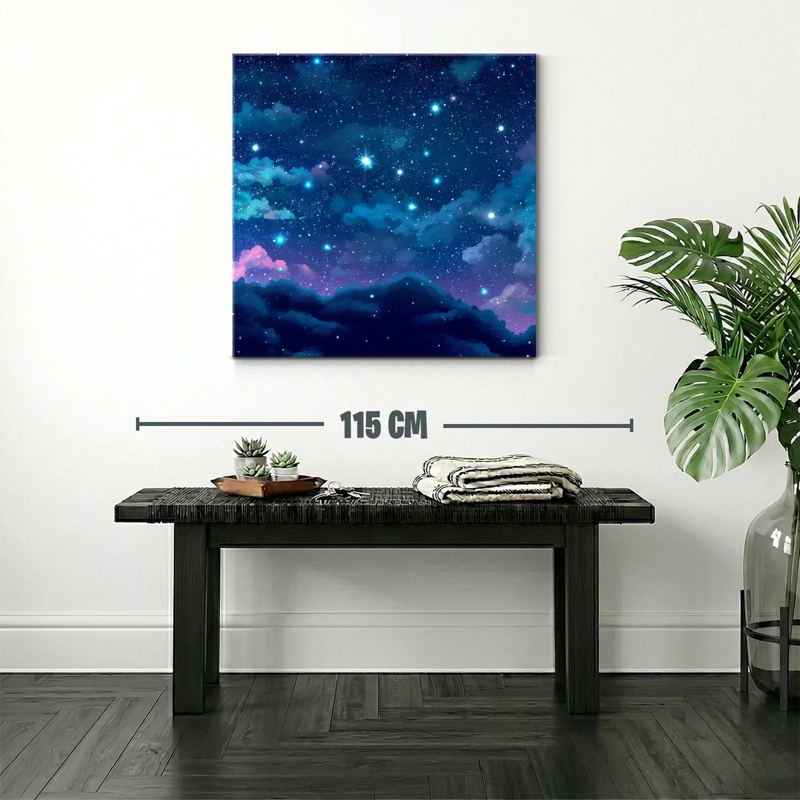 Cielo estrellado con nubes en tonos azules y morados — miniatura 2
