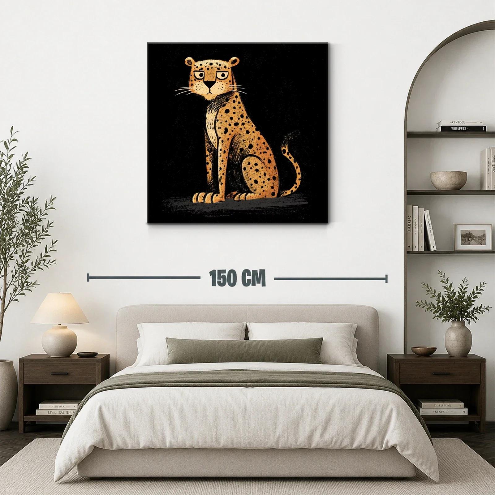 Leopardo de manchas negras en fondo oscuro expresivo — miniatura 3