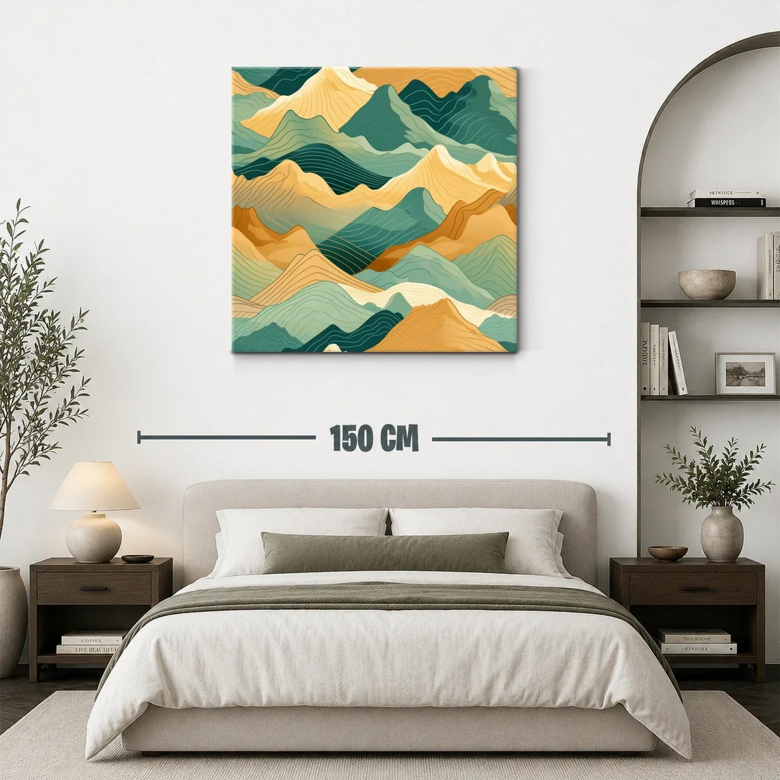 Montañas abstractas en tonos verdes y ocres — miniatura 3