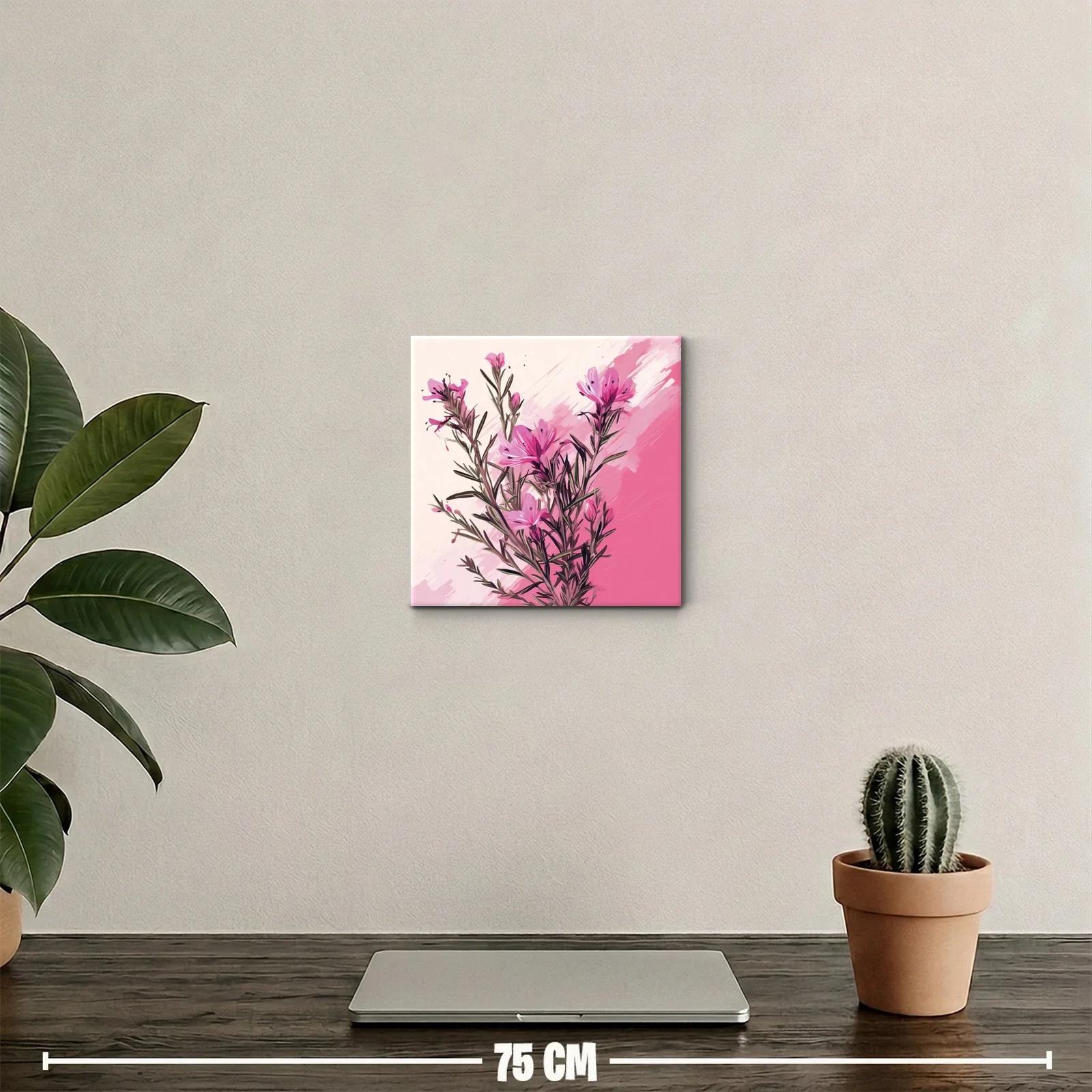 Cuadro decorativo con flores en tonos rosas y verdes — miniatura 2