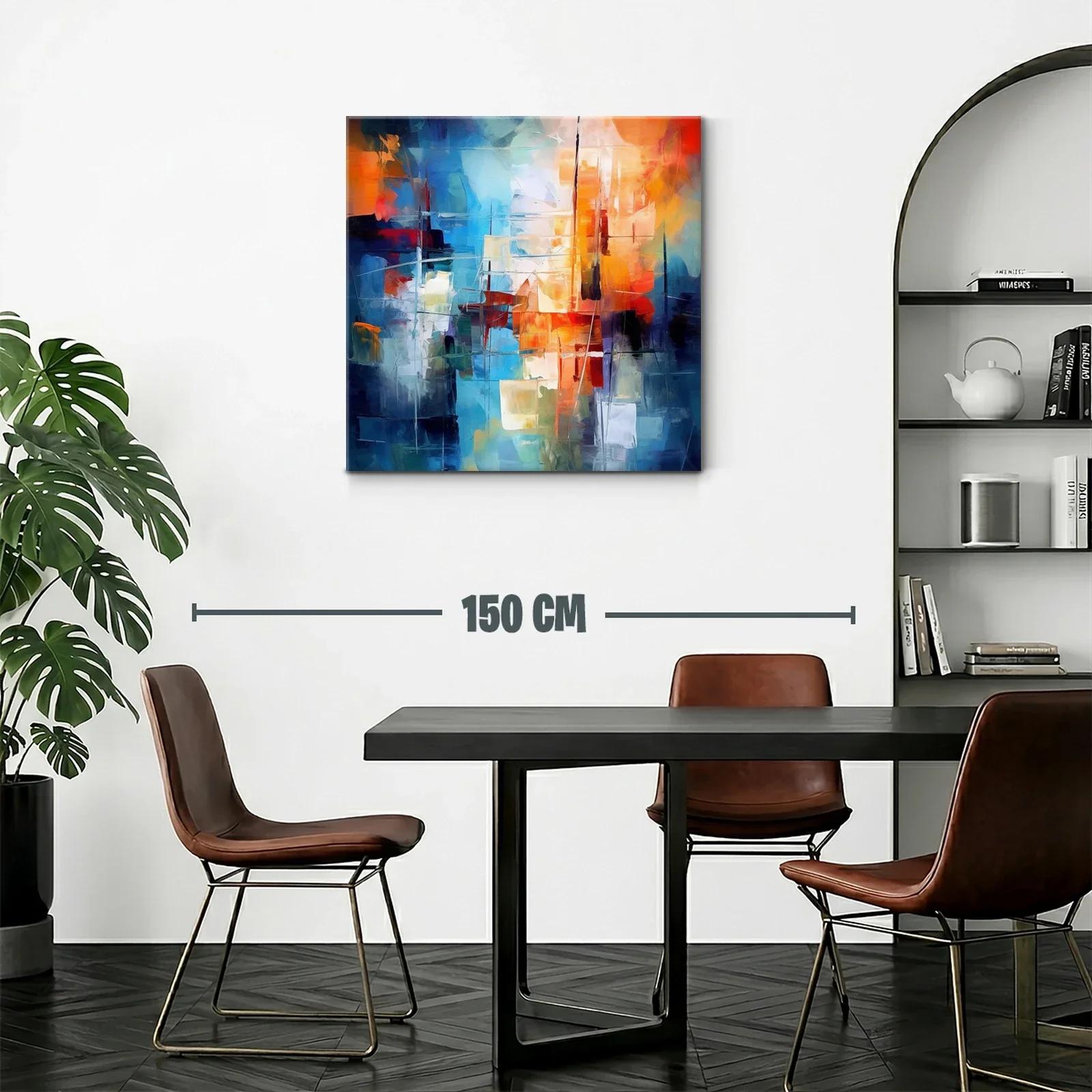 Composición abstracta moderna en tonos azul y naranja — miniatura 2