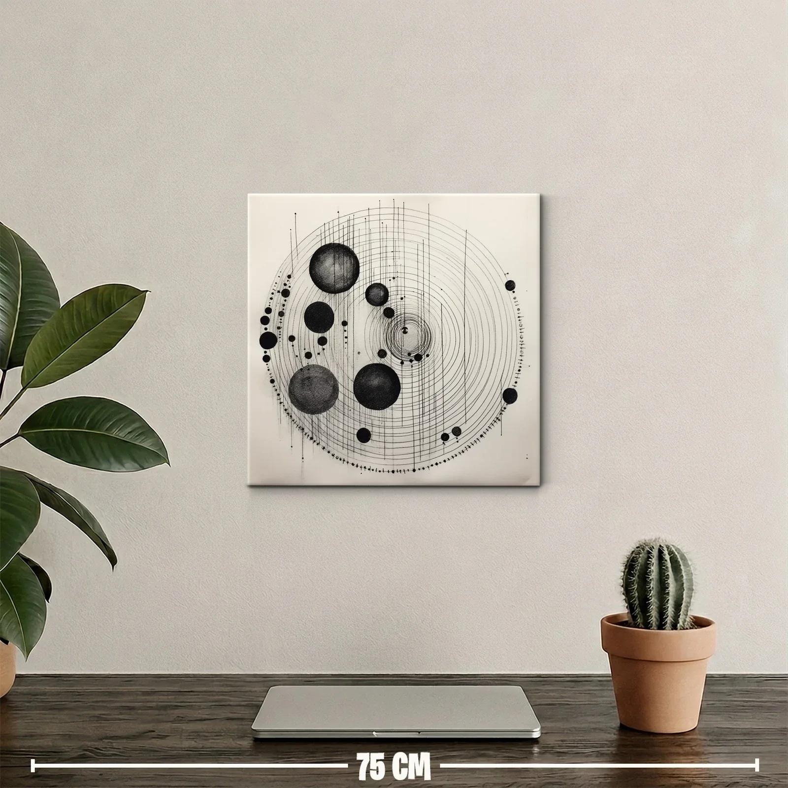 Composición abstracta en círculos concéntricos y esferas negras — miniatura 2