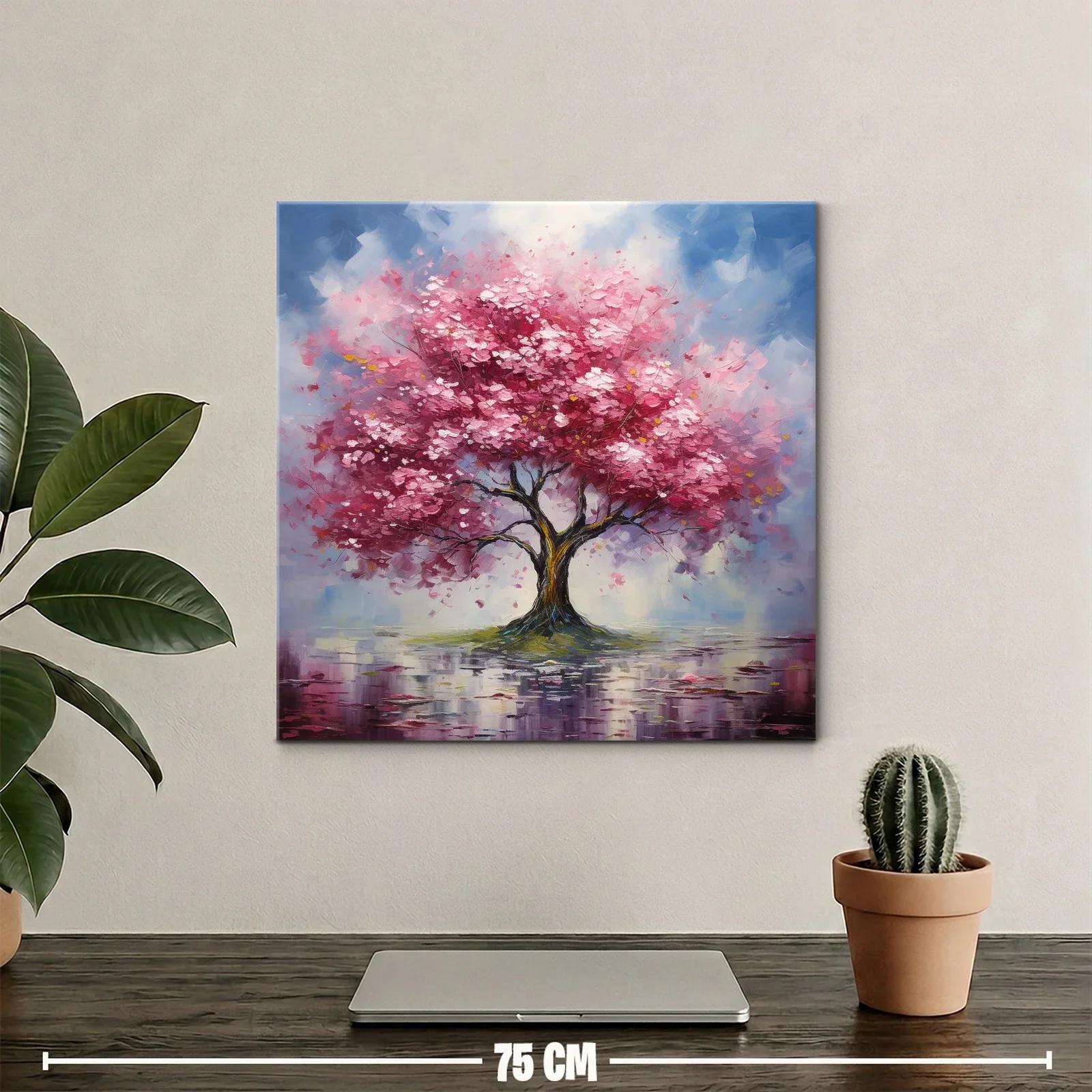Árbol rosa en paisaje sereno con reflejos delicados — miniatura 2