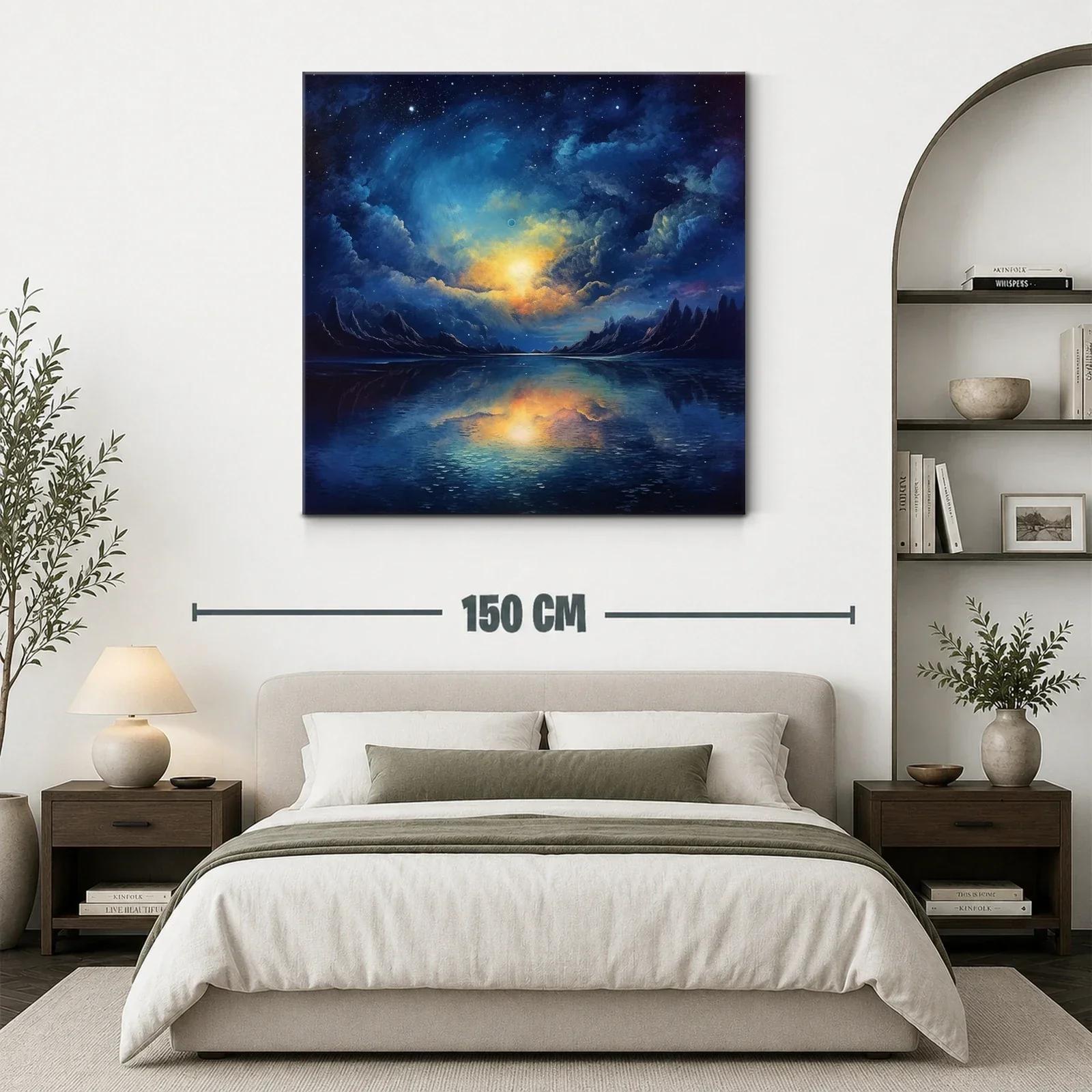 Paisaje celestial con reflejo en agua bajo cielo estrellado — miniatura 3