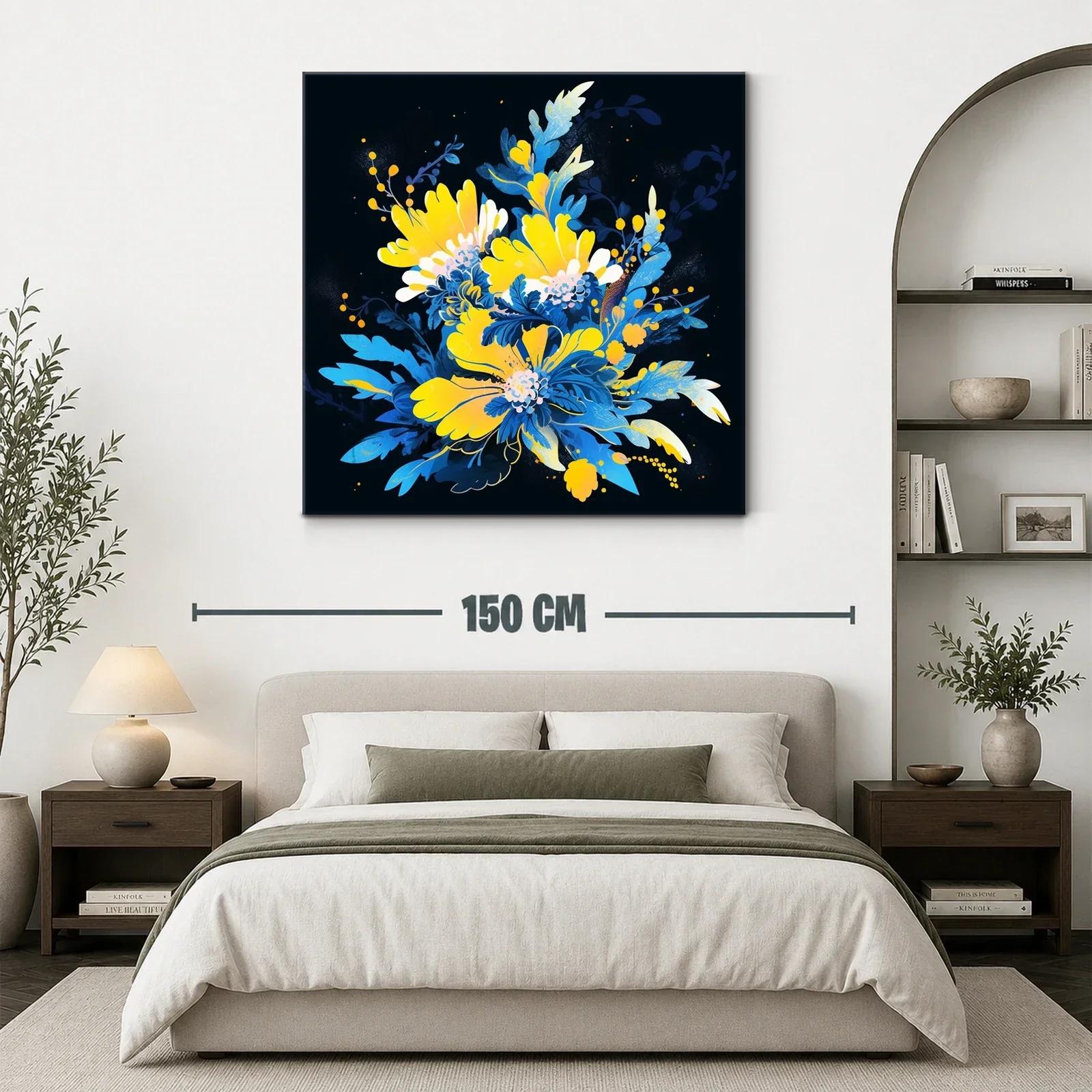 Composición floral vibrante en tonos azul y amarillo — miniatura 3