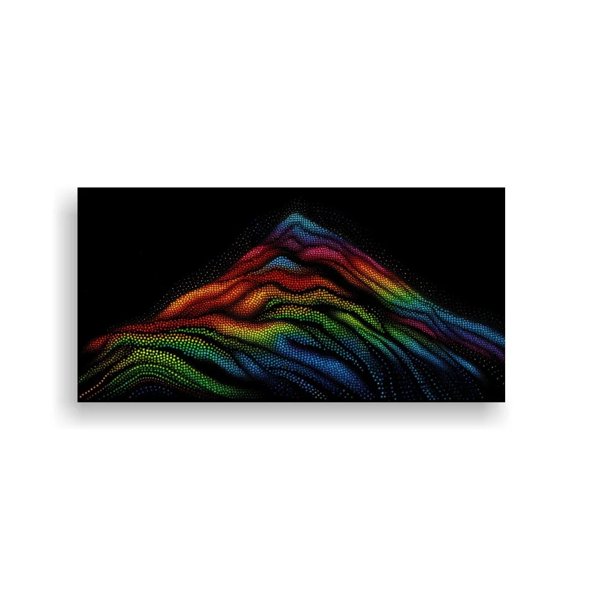 Cuadro montaña de líneas onduladas multicolor con degradado arcoíris — imagen principal