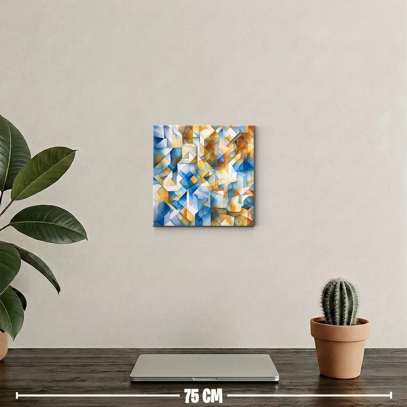 Composición abstracta con tonos azules y ocres cálidos — miniatura 2