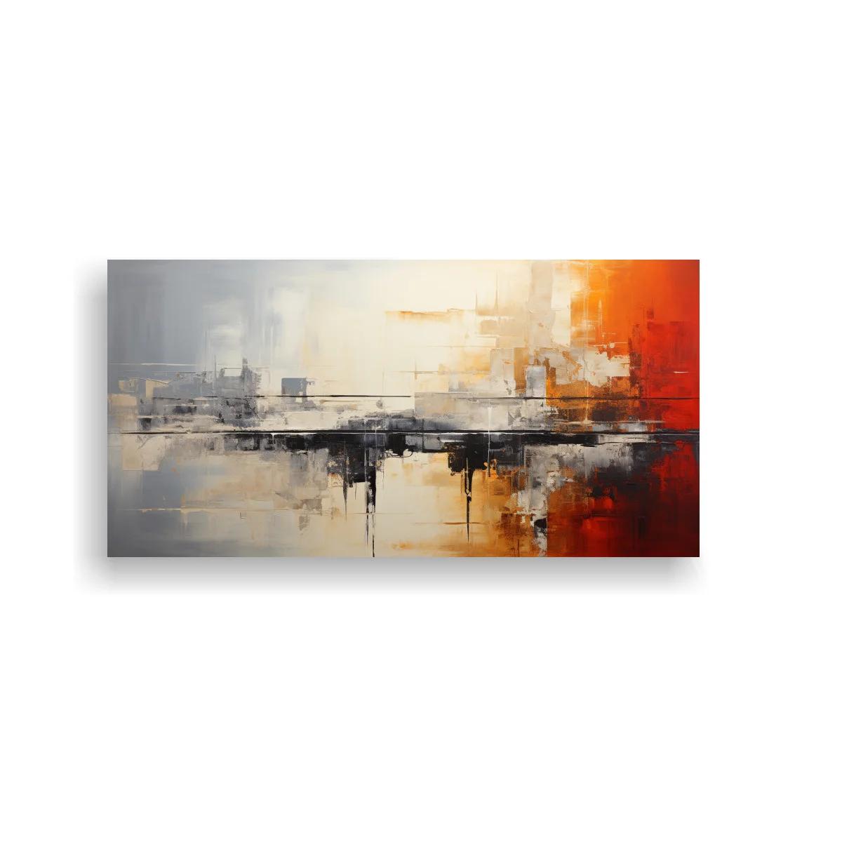 Cuadro paisaje urbano abstracto con goteos verticales — imagen principal