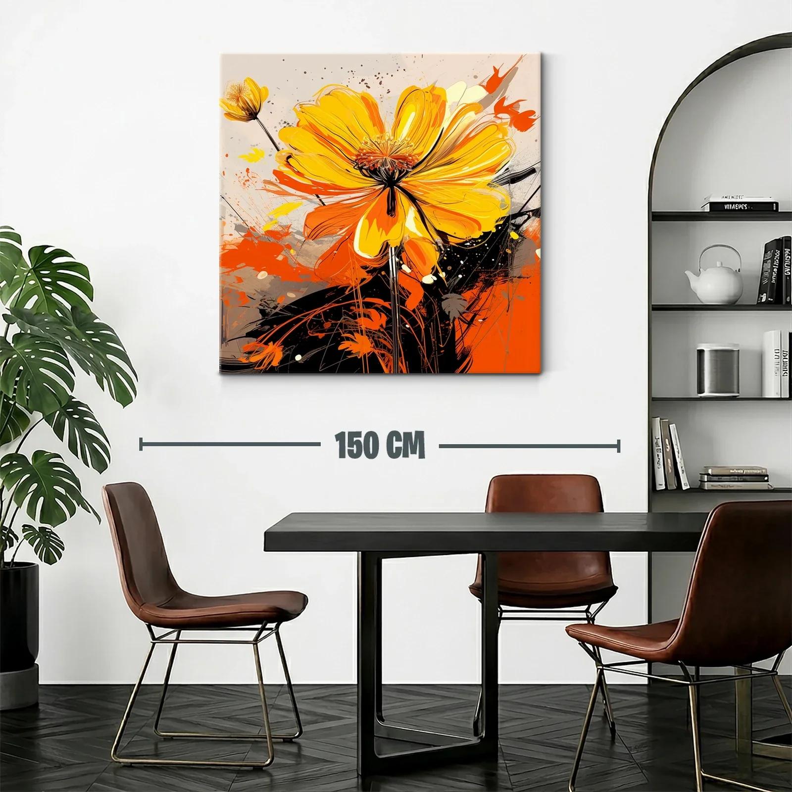 Cuadro vibrante con flor amarilla y naranja explosiva — miniatura 2
