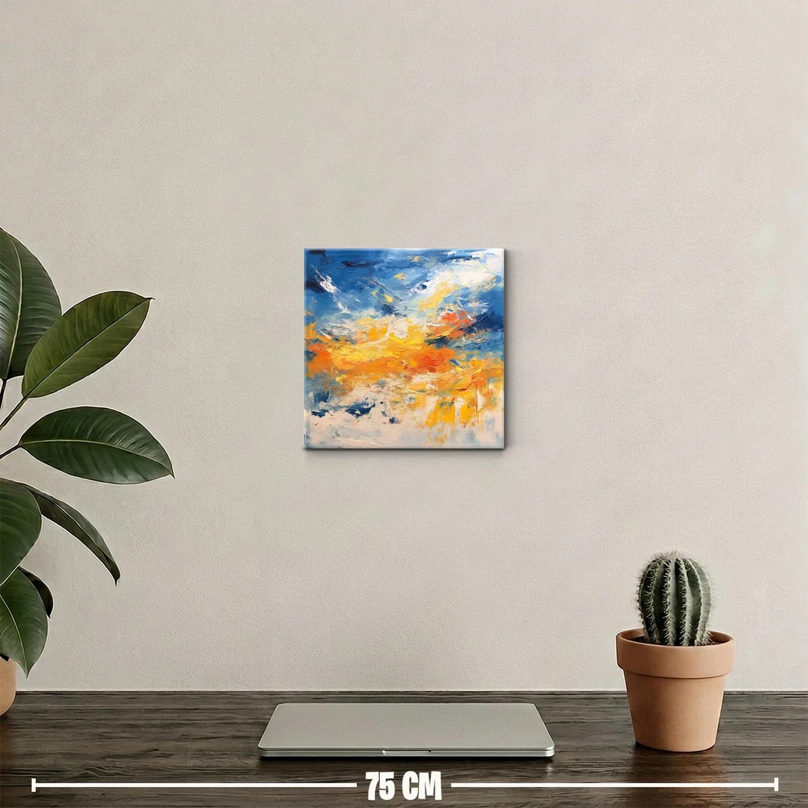 Cuadro abstracto con explosión de colores cálidos y fríos — miniatura 2