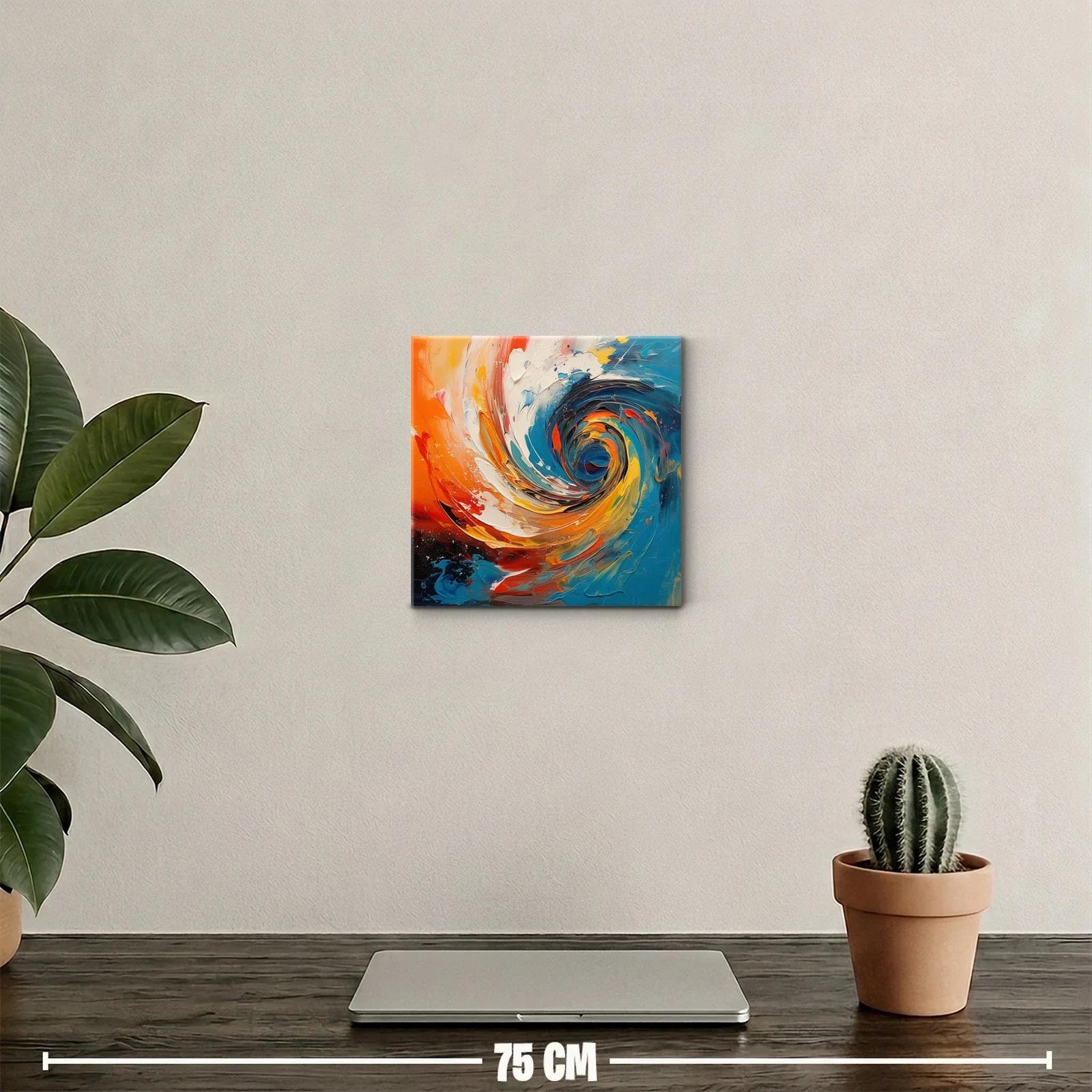 Cuadro abstracto con remolino en tonos vibrantes — miniatura 2