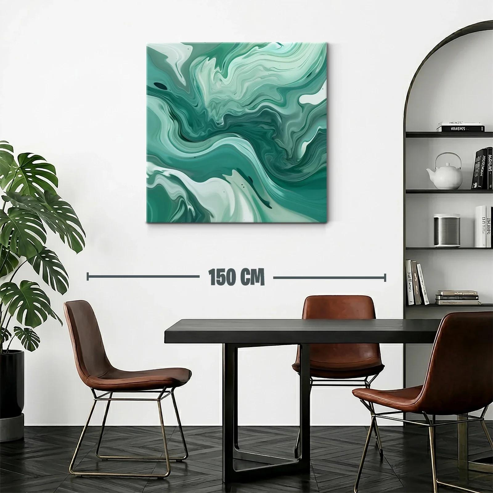 Arte abstracto fluido en tonos verdes y blancos — miniatura 2
