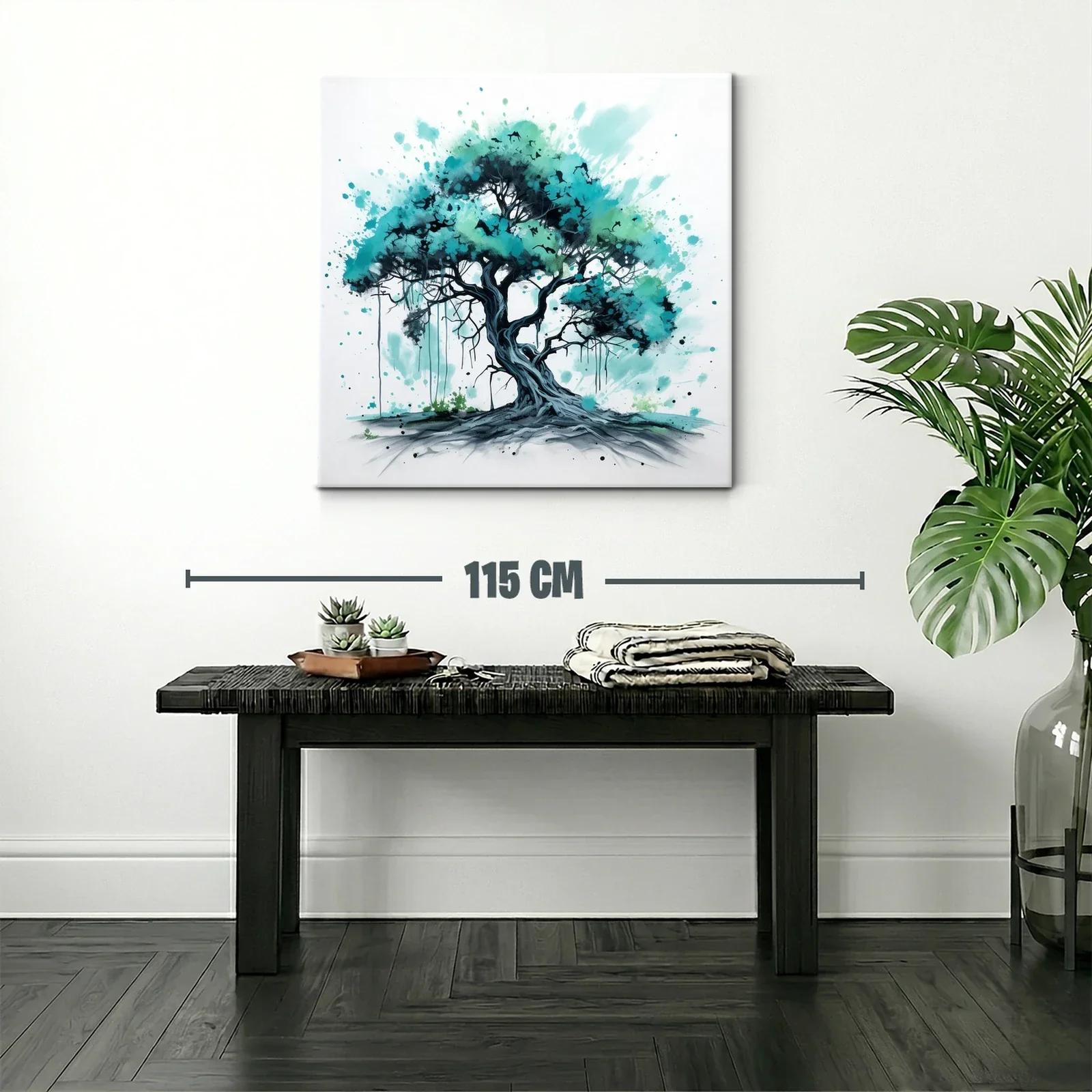 Árbol en tonos verdes y azules con estilo artístico moderno — miniatura 2