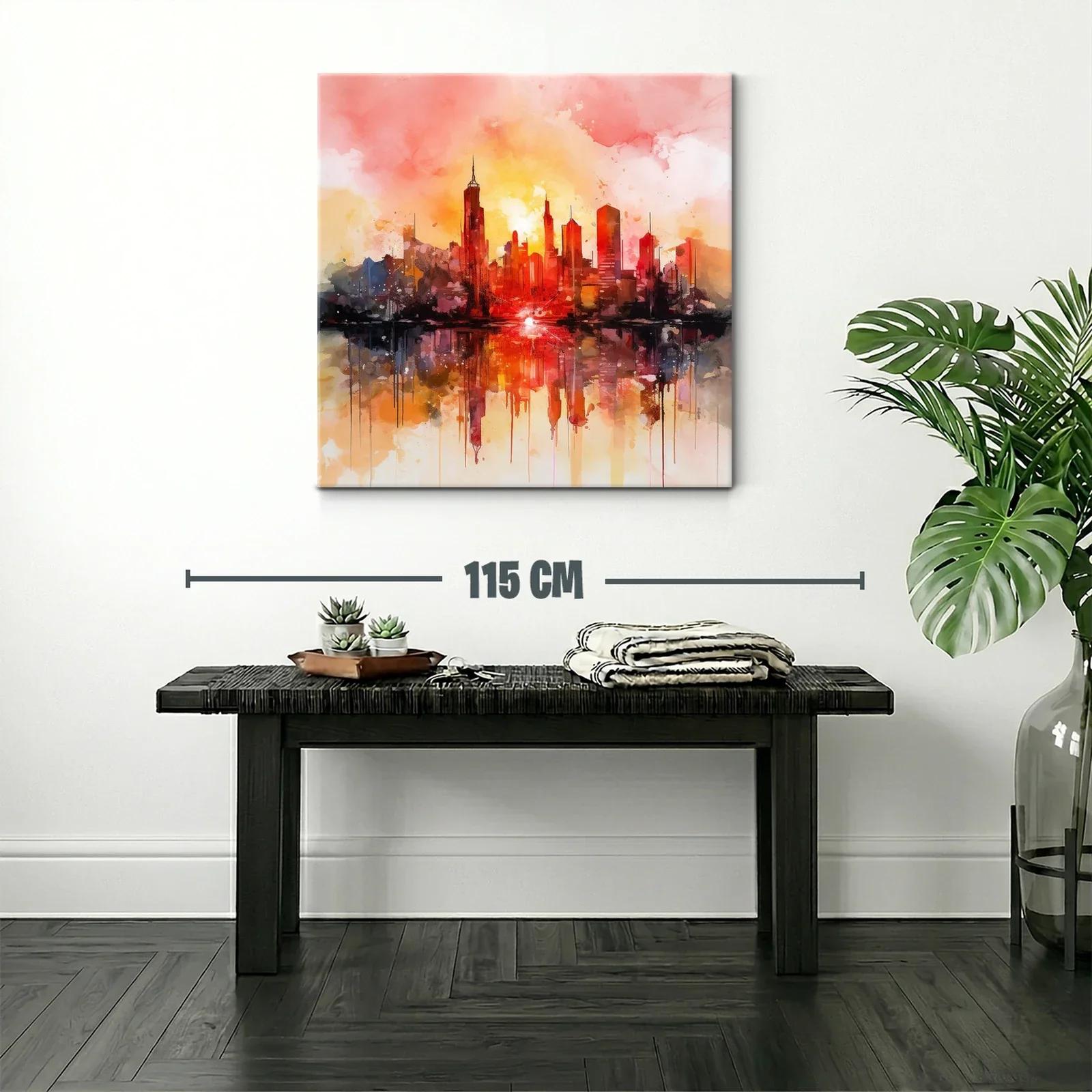 Atardecer vibrante sobre skyline urbano moderno — miniatura 2