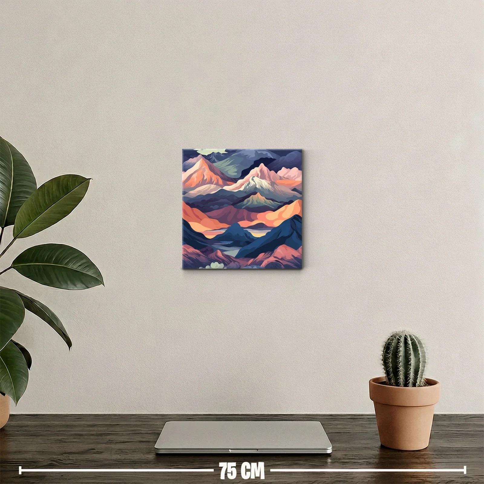 Paisaje de montañas en tonos cálidos y fríos contrastantes — miniatura 2