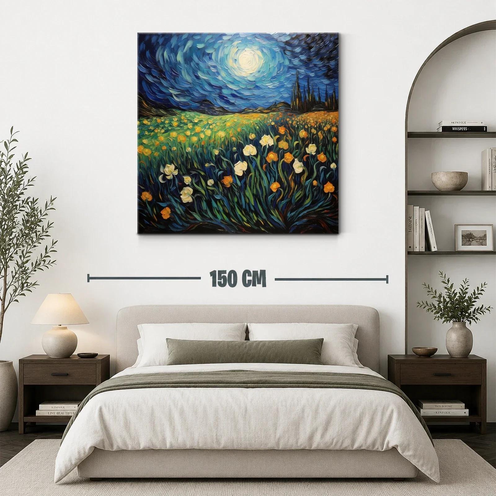 Campo de flores bajo cielo nocturno brillante — miniatura 3