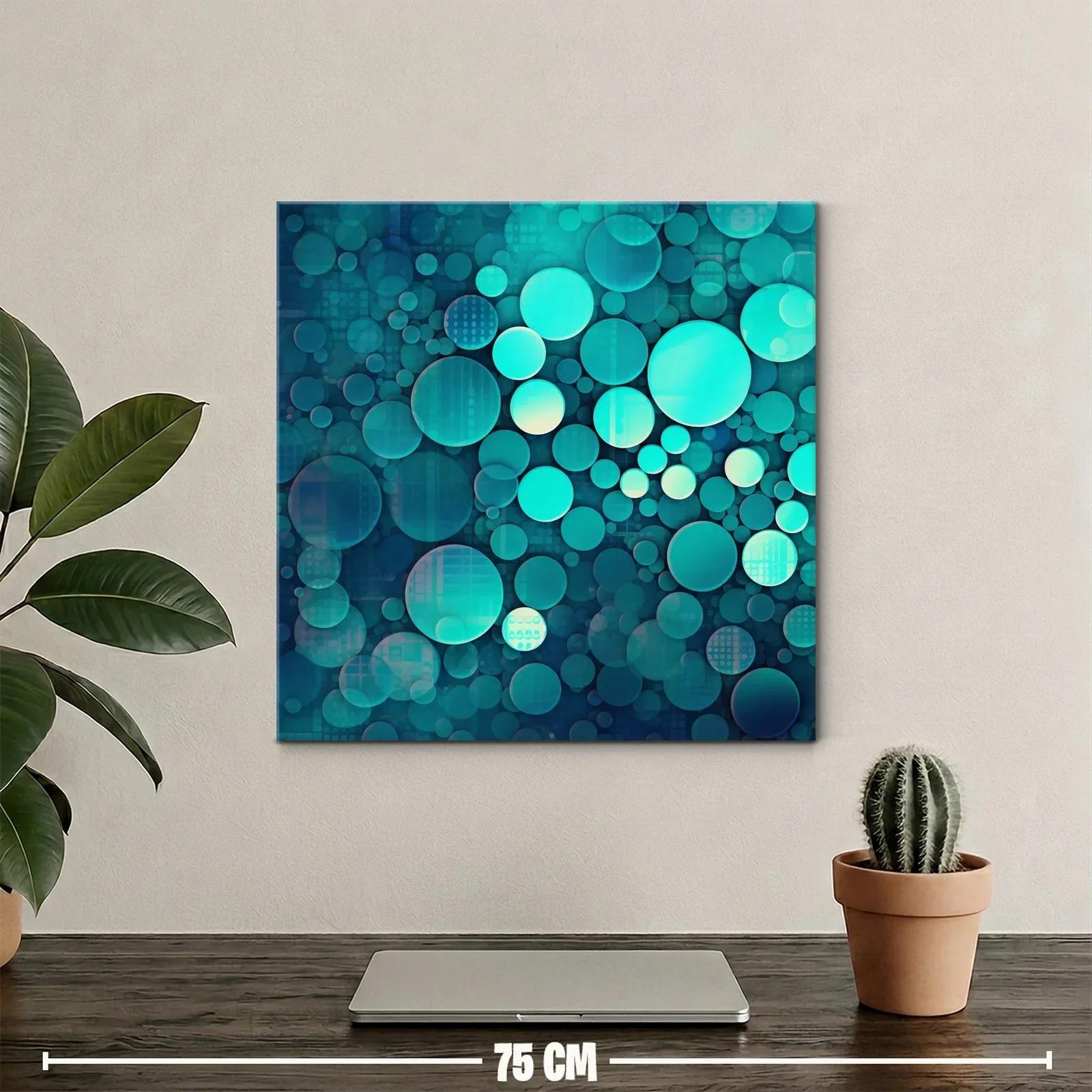 Composición abstracta con círculos en tonos turquesa y azul — miniatura 2