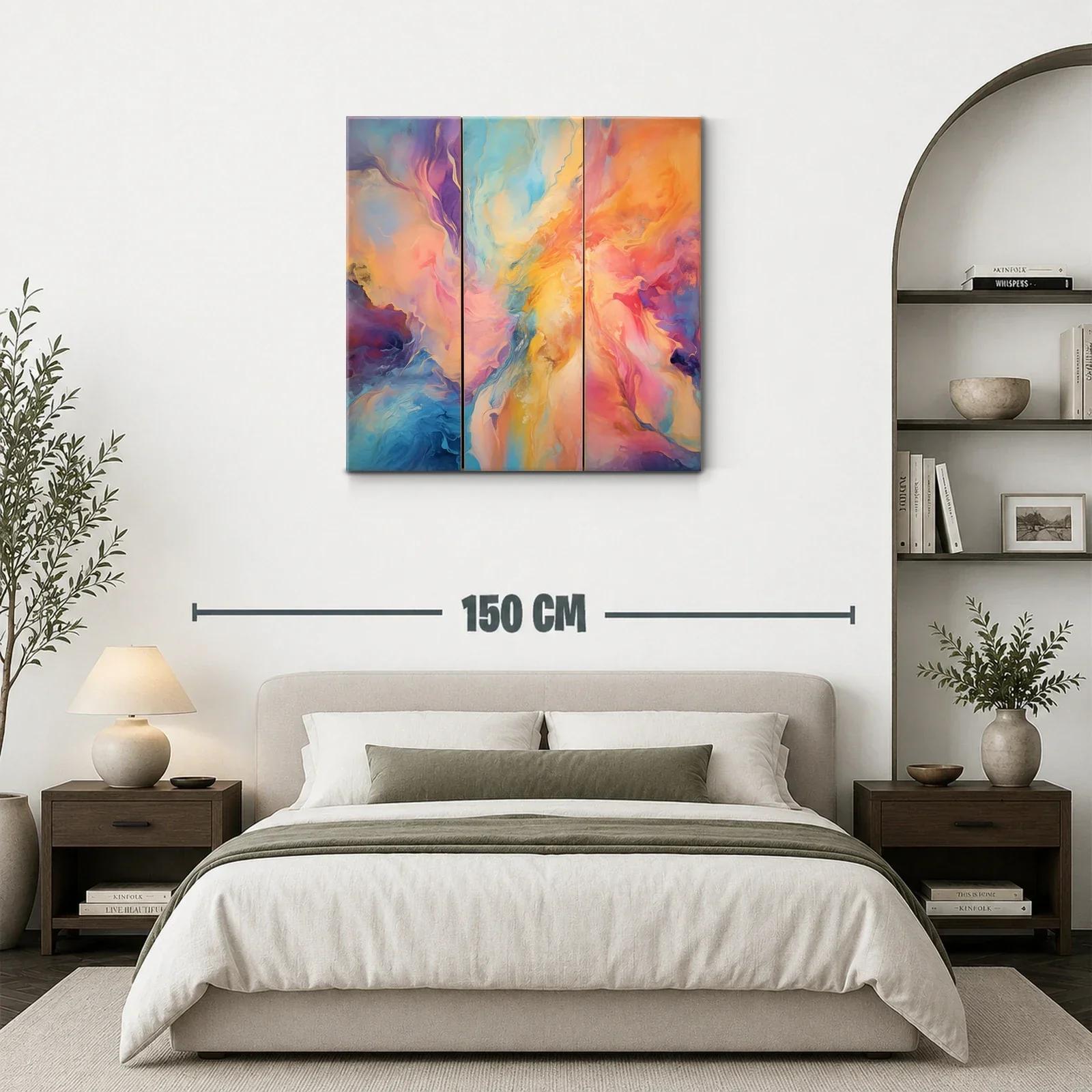 Cuadro abstracto en tonos cálidos y fríos vibrantes — miniatura 3
