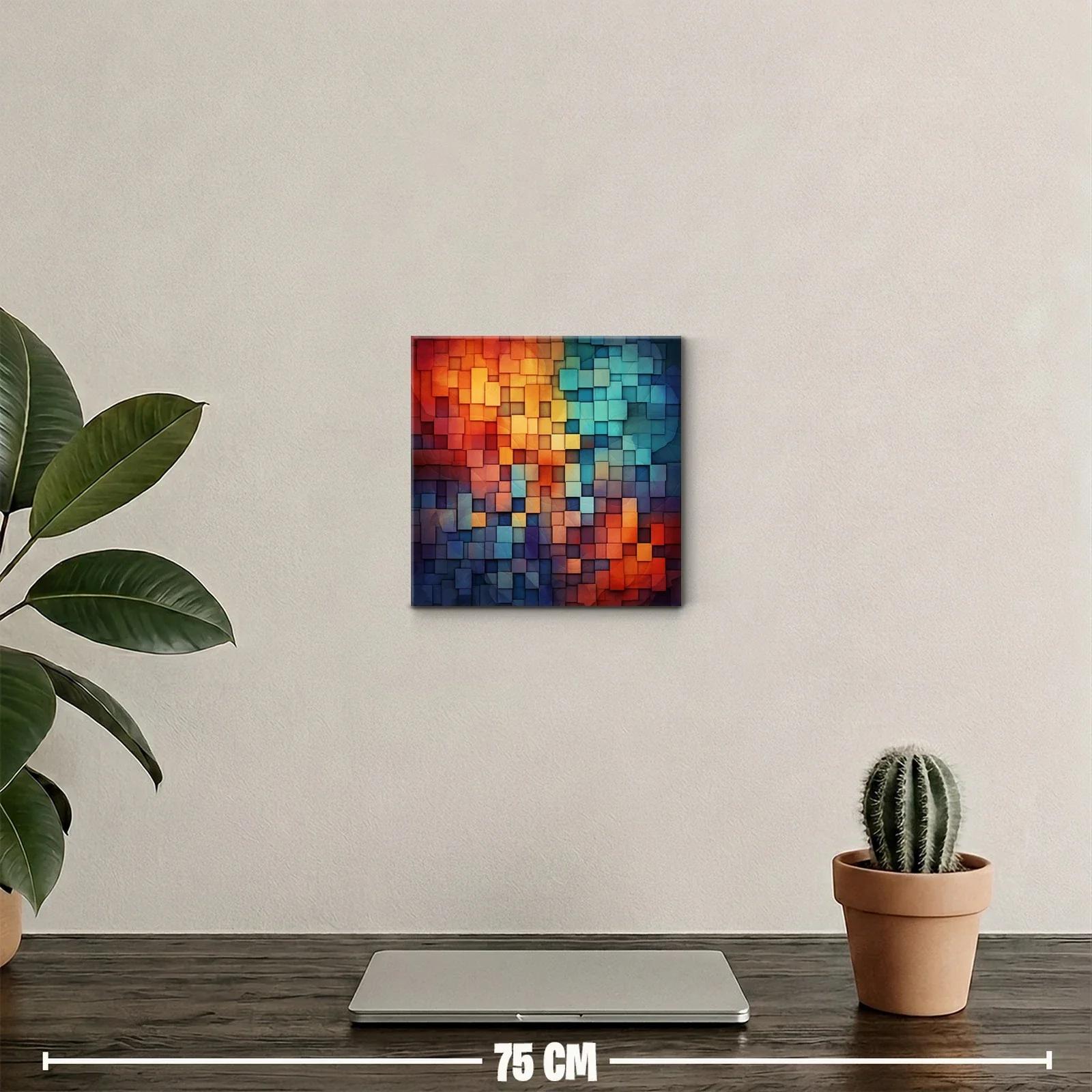 Cuadro decorativo mosaico abstracto en tonos cálidos y fríos — miniatura 2