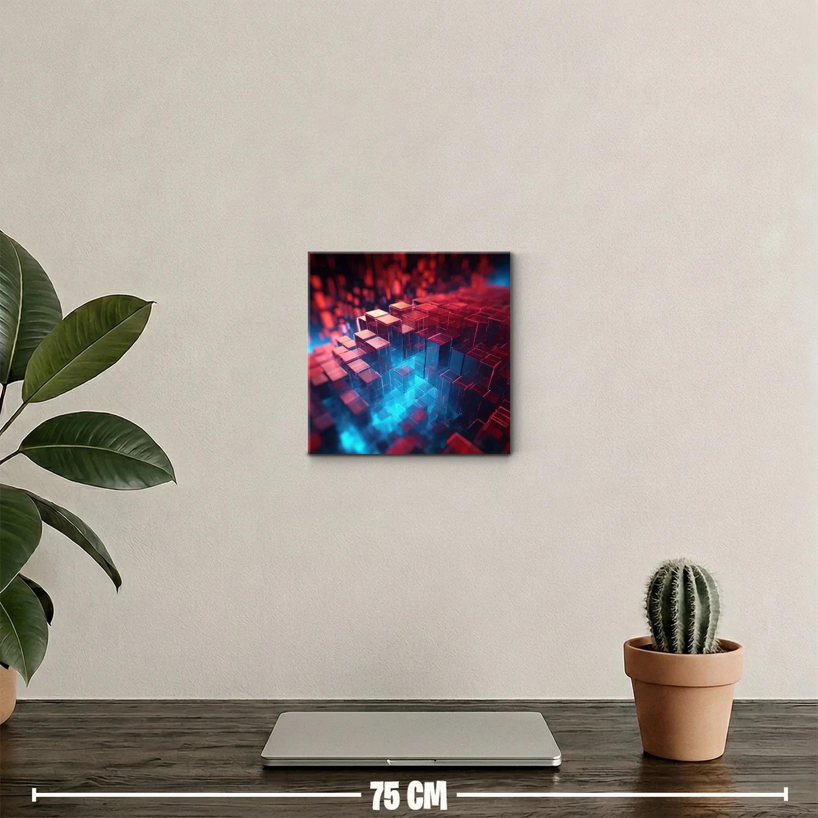 Composición abstracta de cubos translúcidos en azul y rojo — miniatura 2